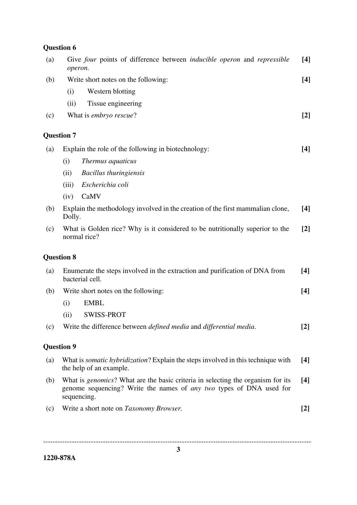ISC Class 12 2020 Biotech Paper I Question Paper - Page 3