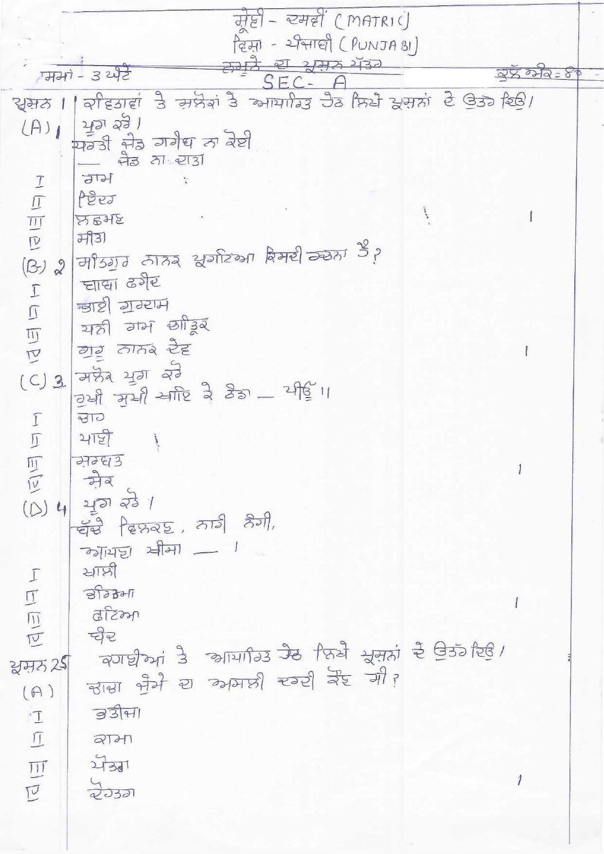 HPBOSE Class 10th Punjabi Sample Question Papers 2025 - Page 2