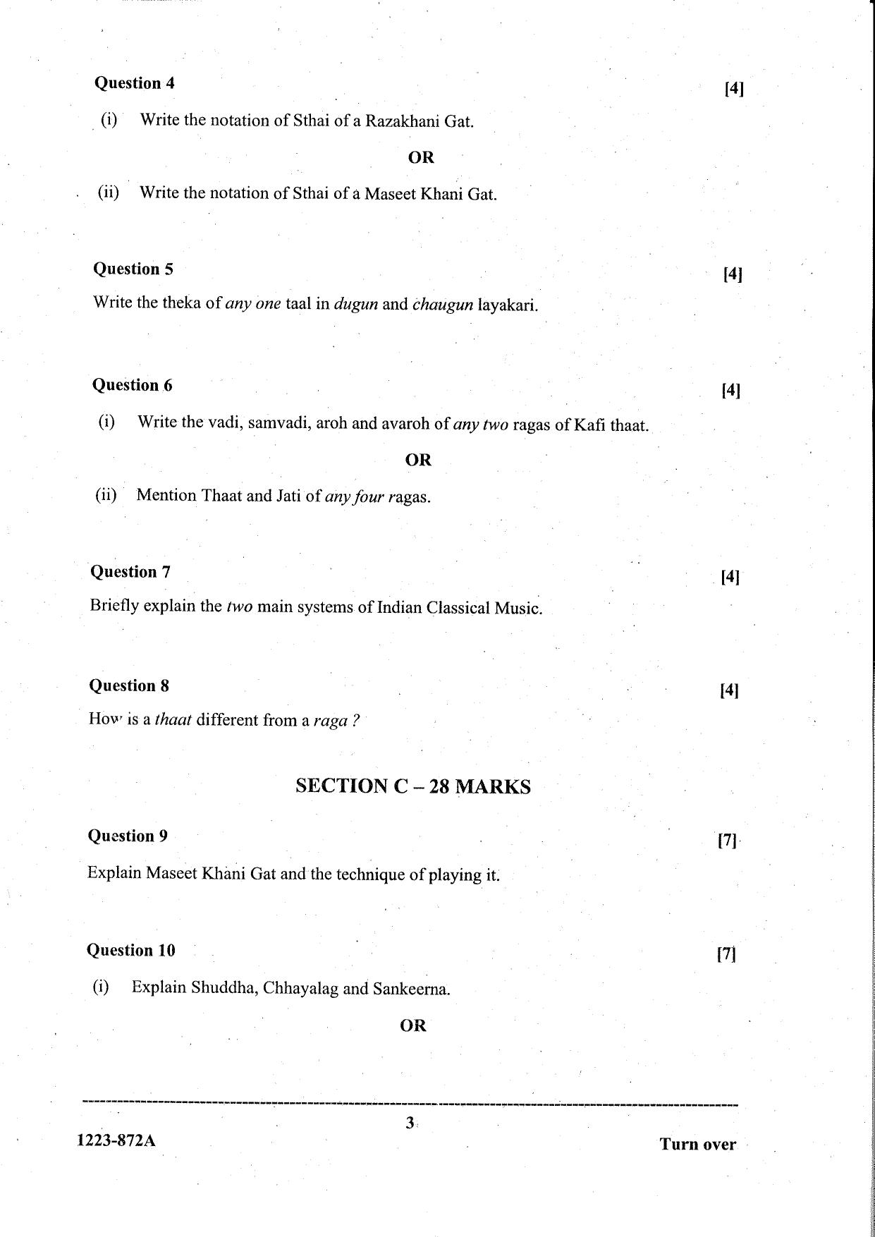 ISC Class 12 Indian Music Hindustani 2023 Question Paper - Page 3