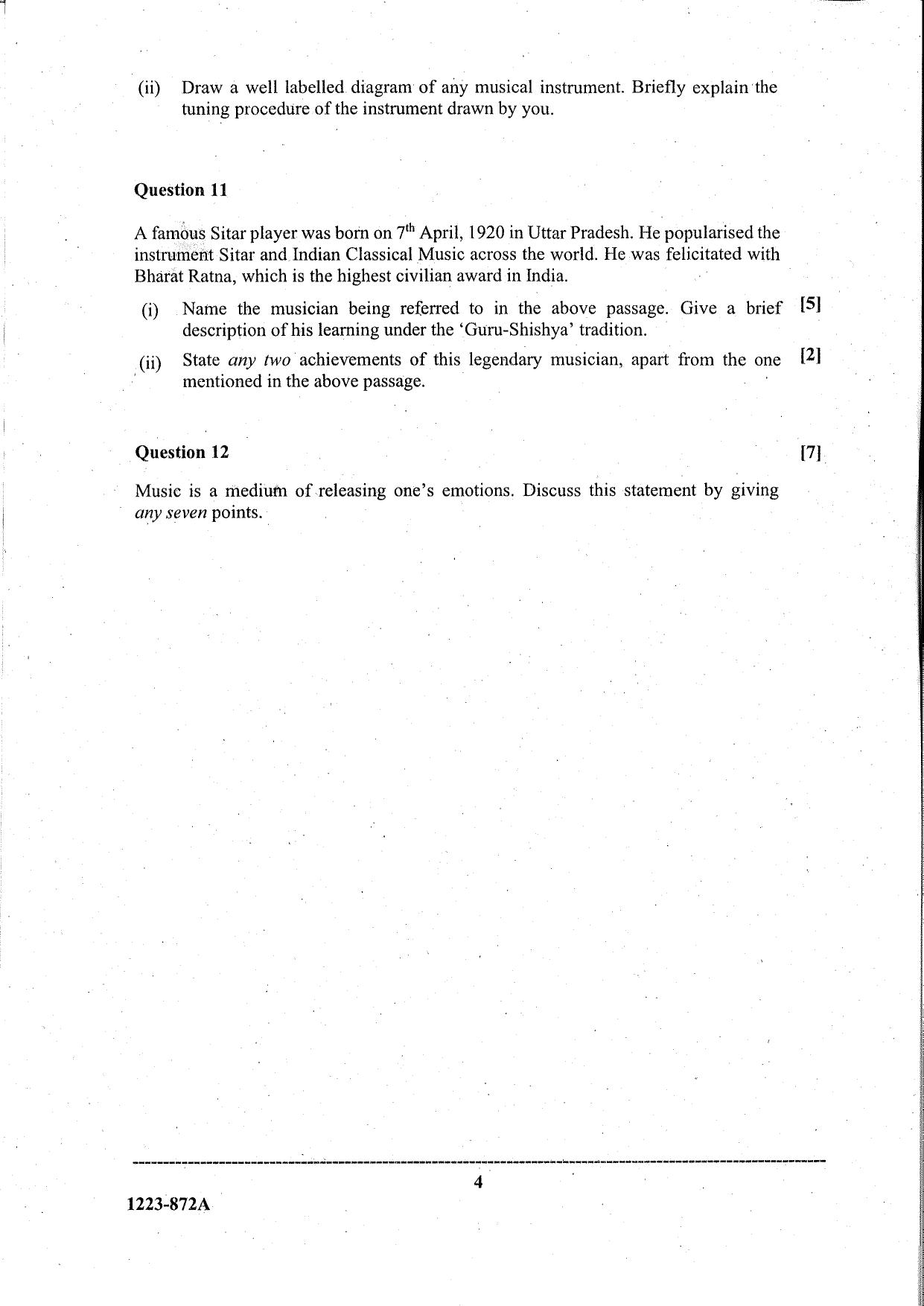 ISC Class 12 Indian Music Hindustani 2023 Question Paper - Page 4