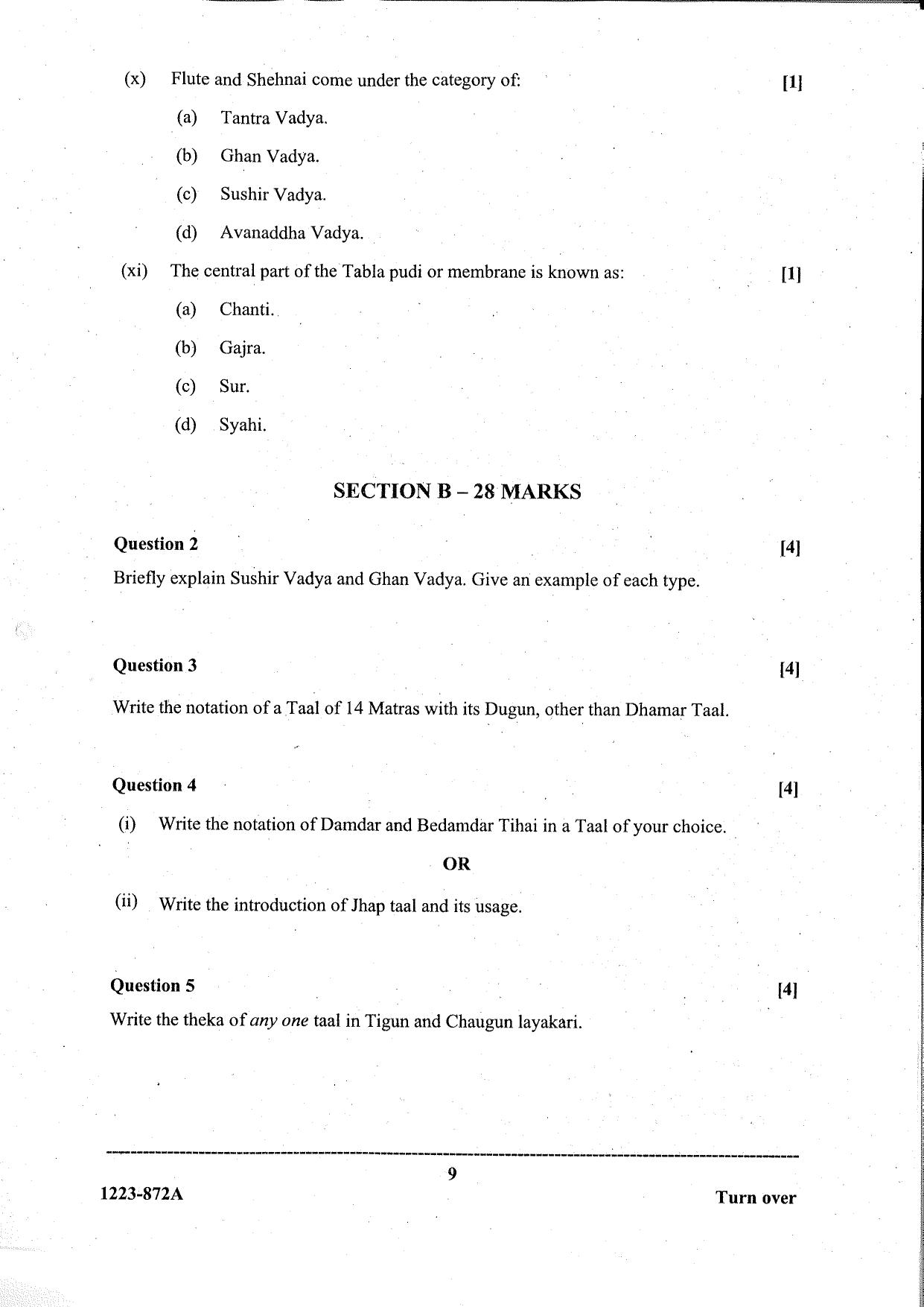 ISC Class 12 Indian Music Hindustani 2023 Question Paper - Page 9