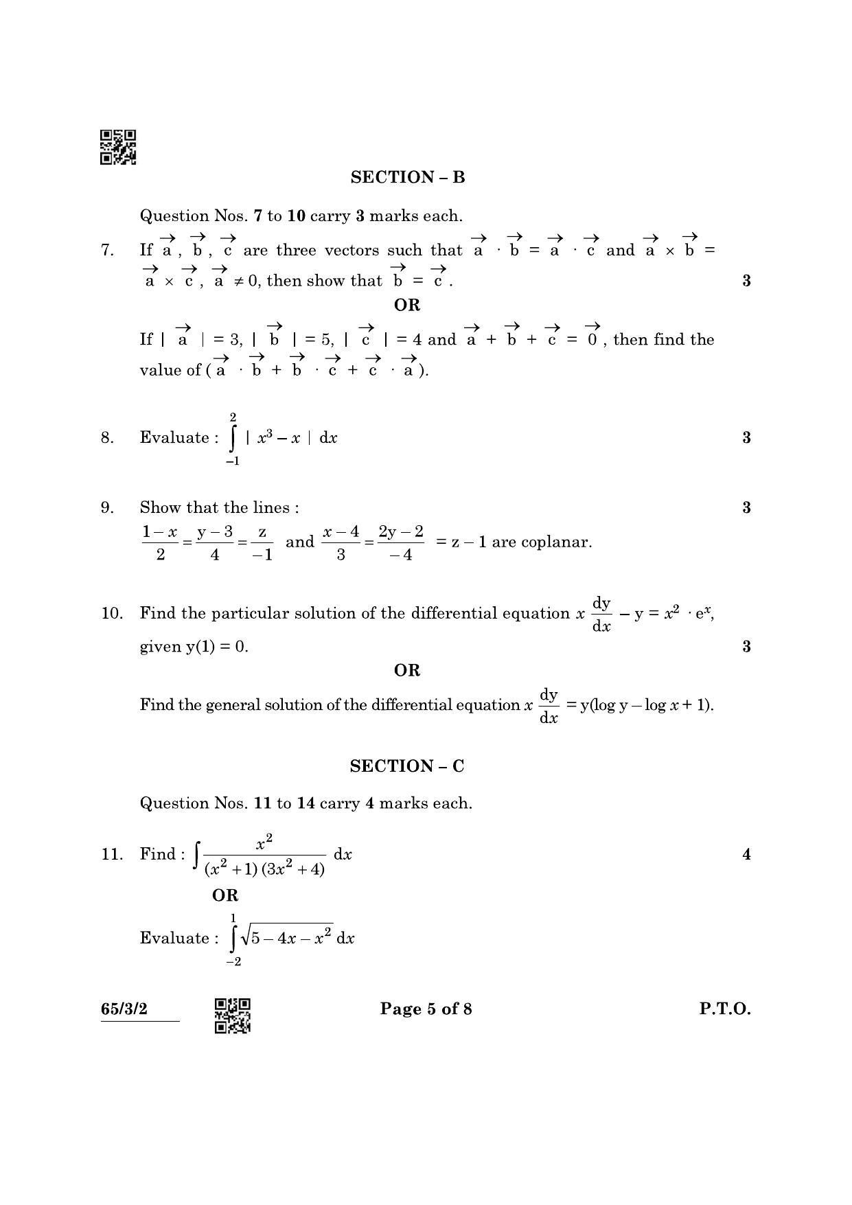 CBSE Class 12 65-3-2 Mathematics 2022 Question Paper - Page 5