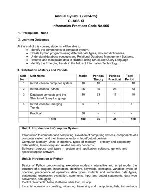 Edudel Class 11 Information Practices (English Medium) Syllabus 2025