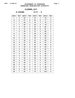 Karnataka M.Pharm 2021 Answer Key