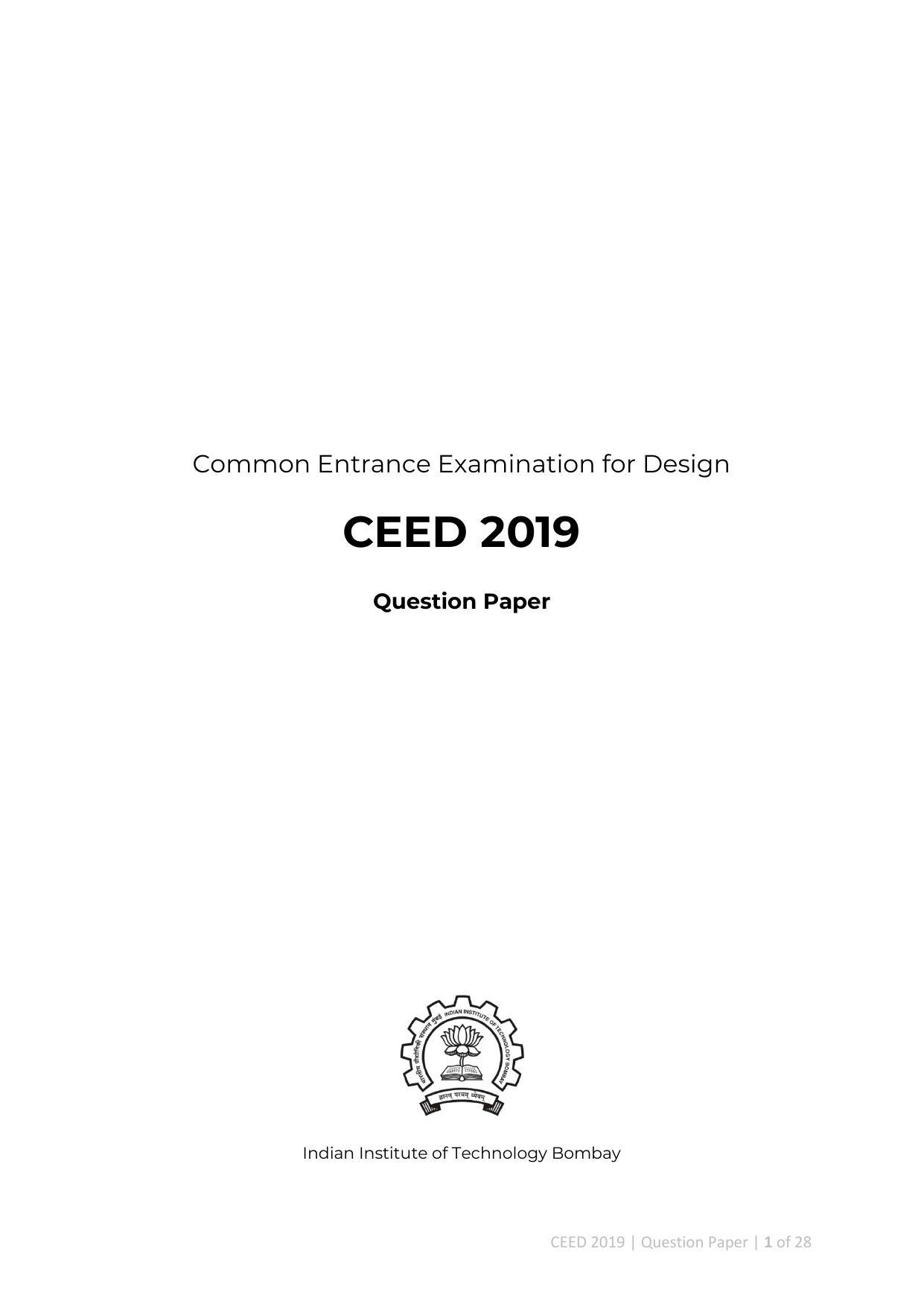 CEED 2019 Question Paper - Page 1