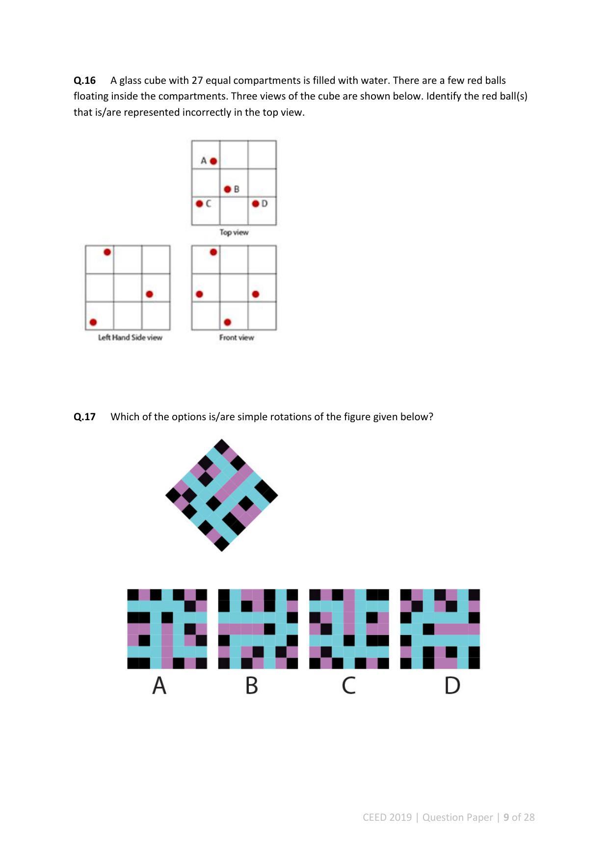CEED 2019 Question Paper - Page 9