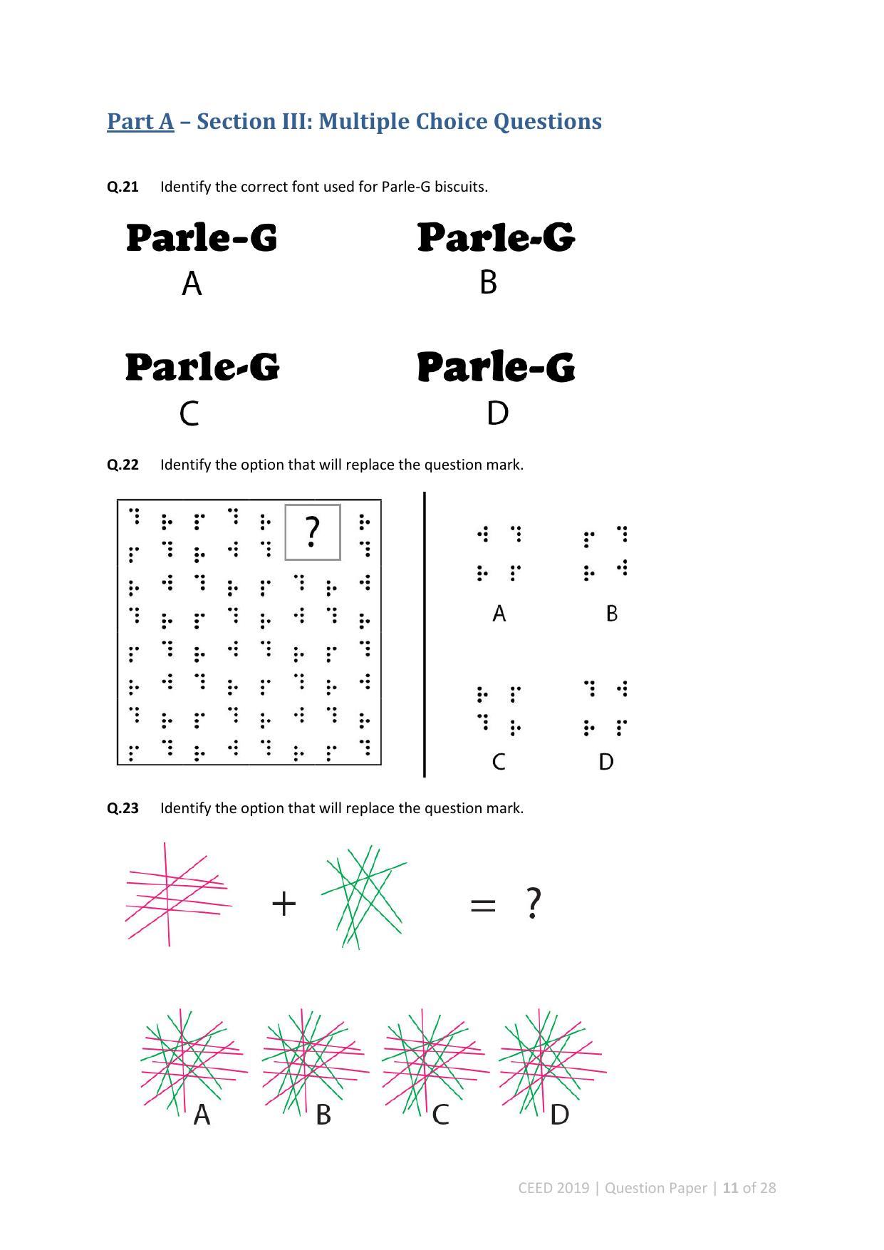 CEED 2019 Question Paper - Page 11