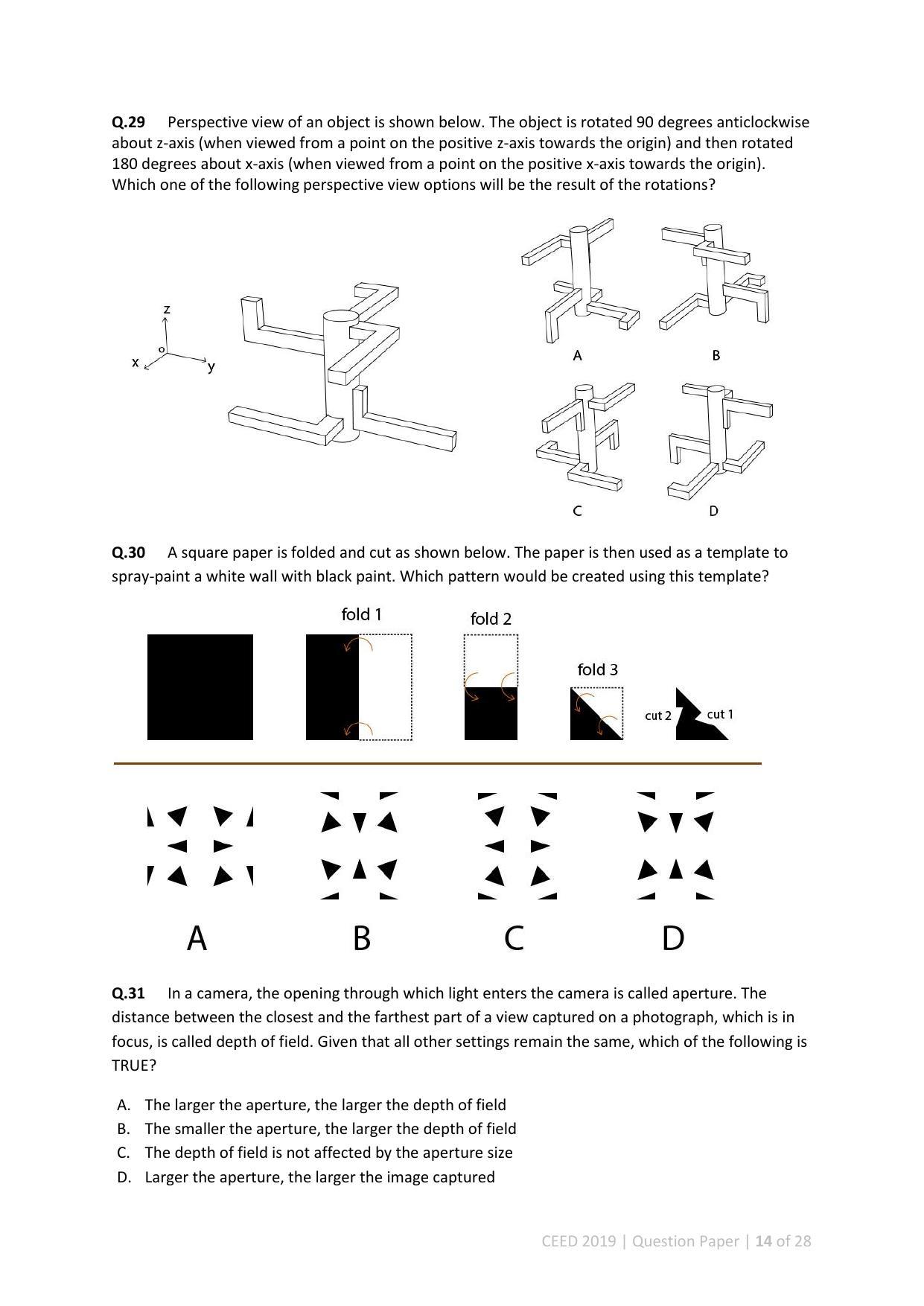CEED 2019 Question Paper - Page 14