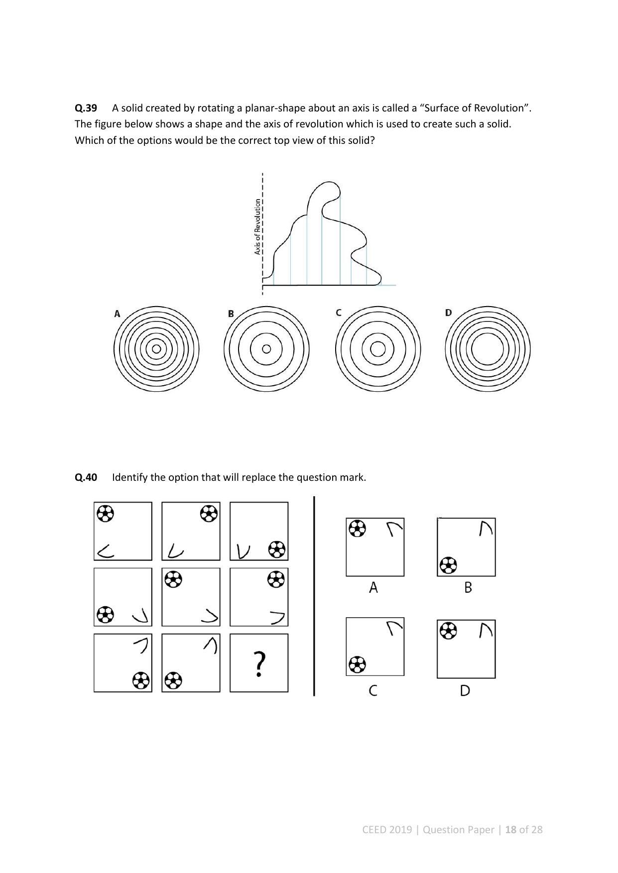 CEED 2019 Question Paper - Page 18