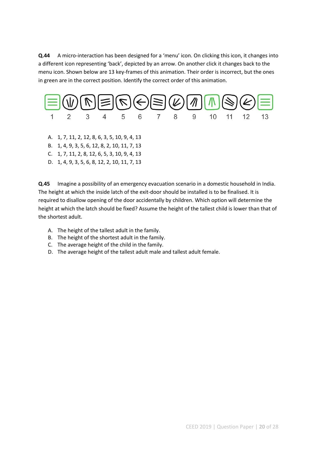 CEED 2019 Question Paper - Page 20
