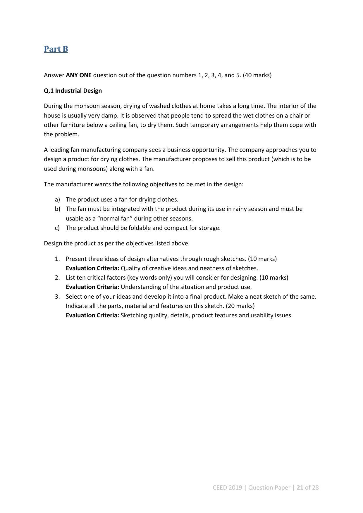 CEED 2019 Question Paper - Page 21