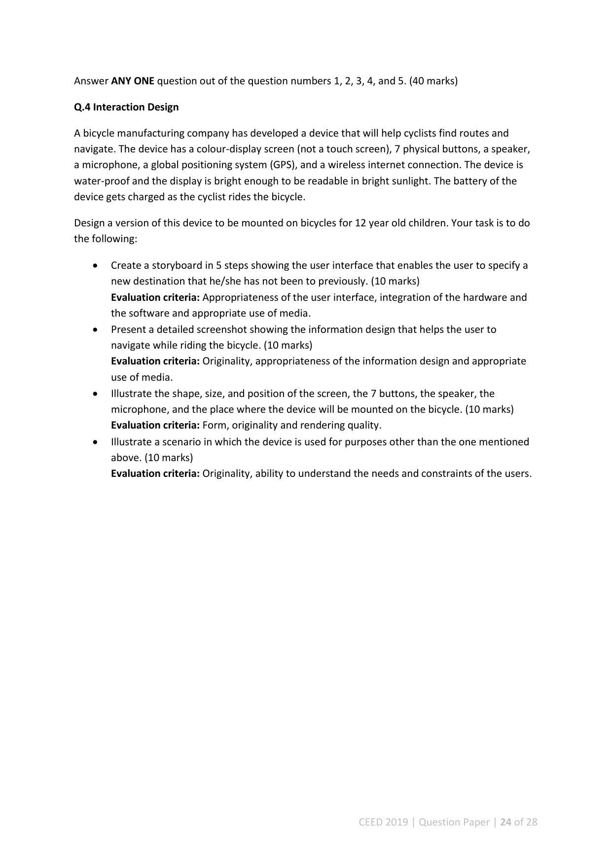 CEED 2019 Question Paper - Page 24