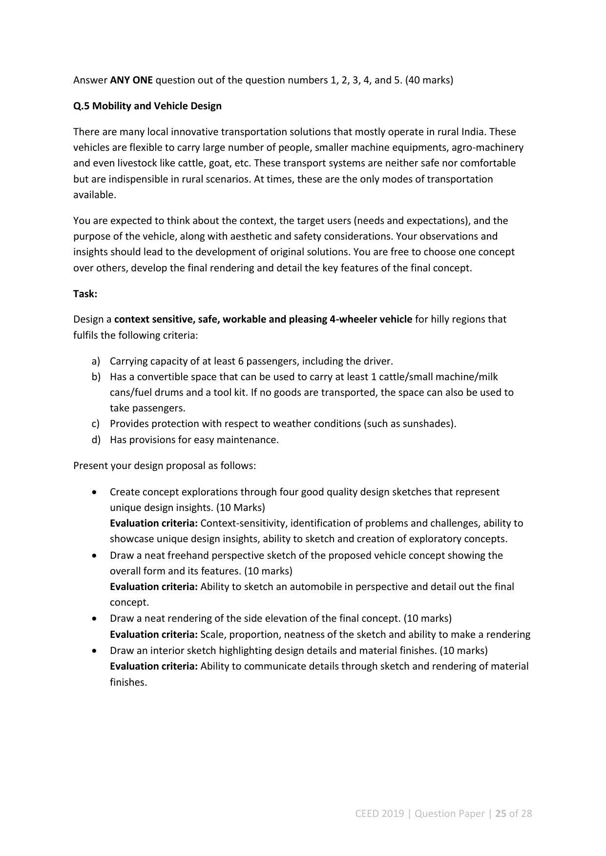 CEED 2019 Question Paper - Page 25