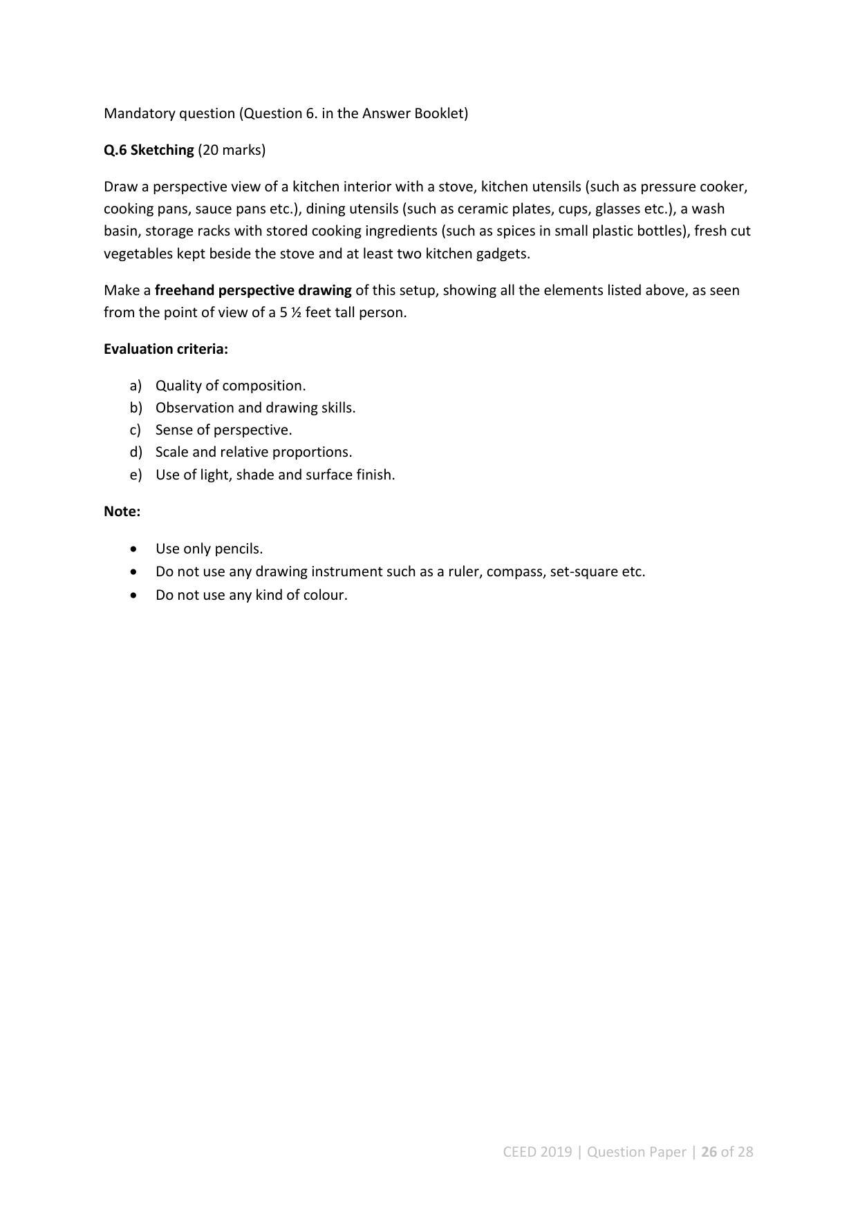 CEED 2019 Question Paper - Page 26