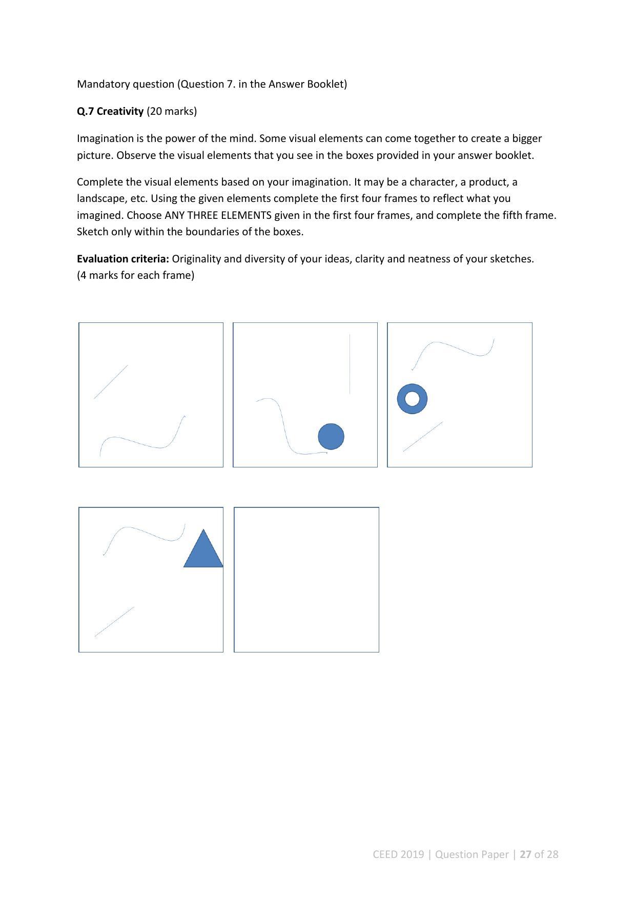 CEED 2019 Question Paper - Page 27
