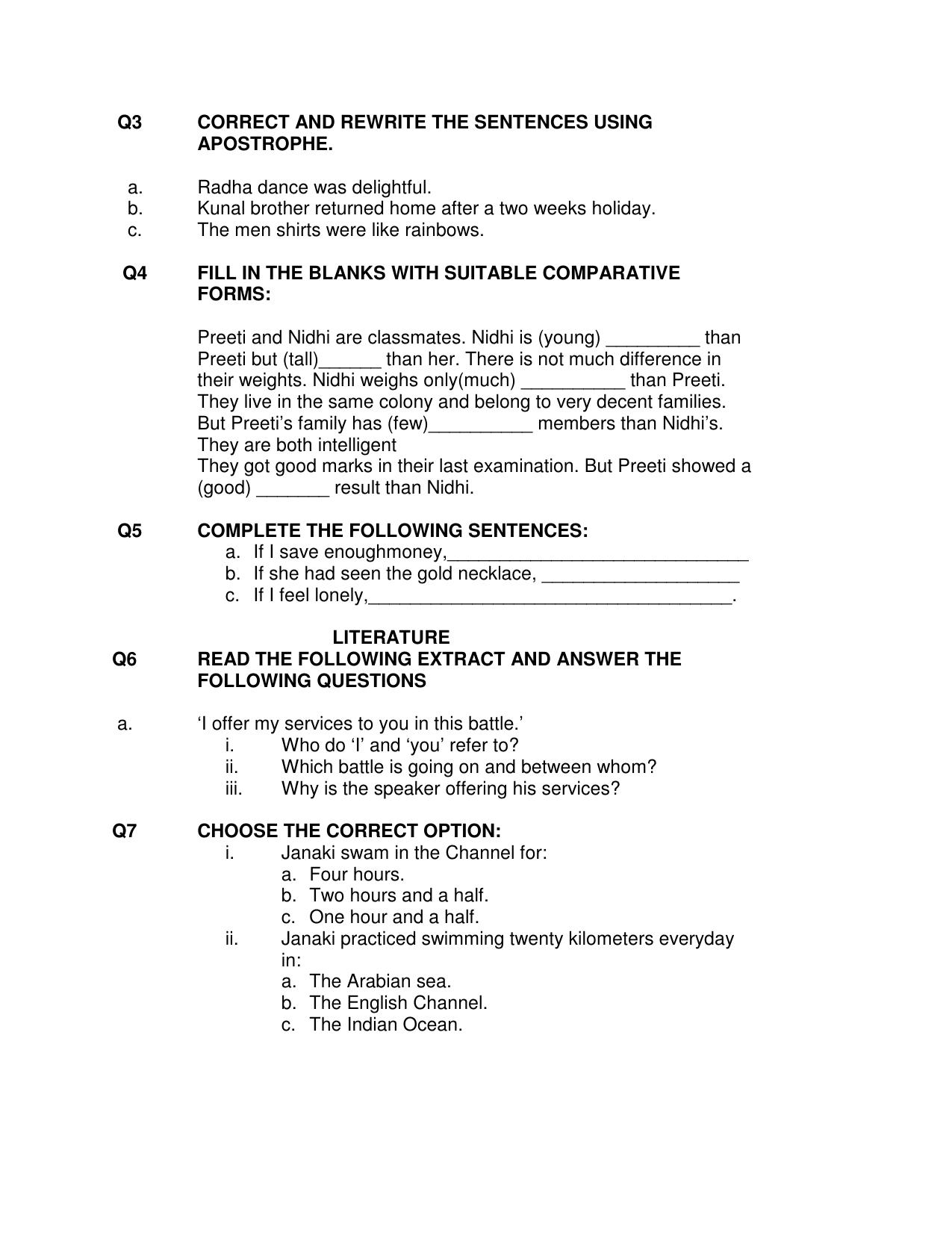 Worksheet for Class 5 English Unseen Passage Assignment - Page 4