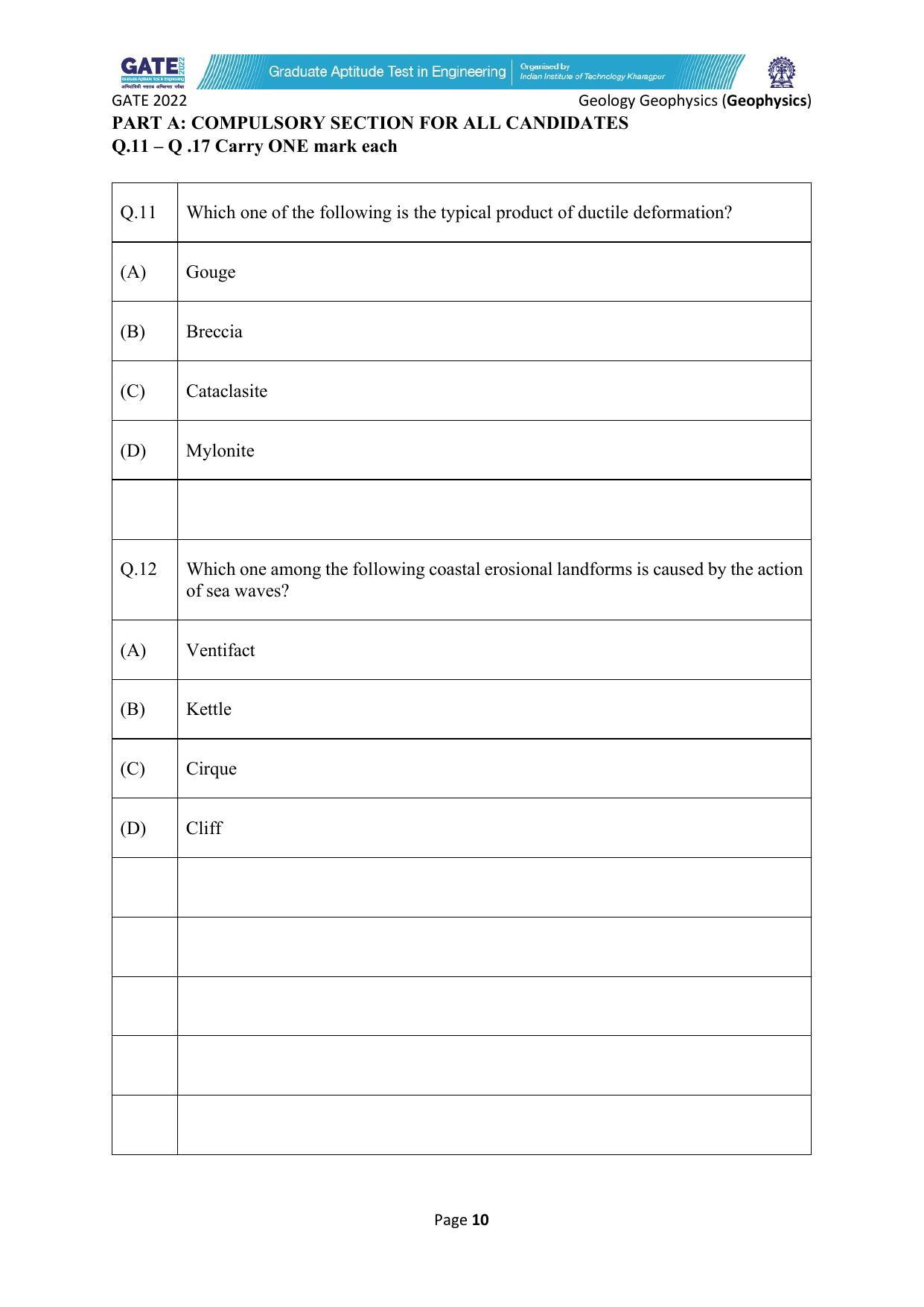 GATE 2022 Geology and Geophysics (GG) Question Paper - Page 46