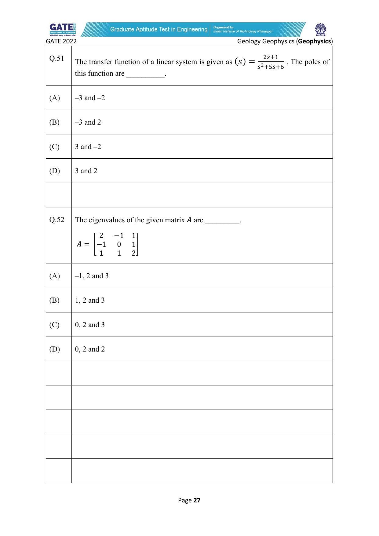 GATE 2022 Geology and Geophysics (GG) Question Paper - Page 63