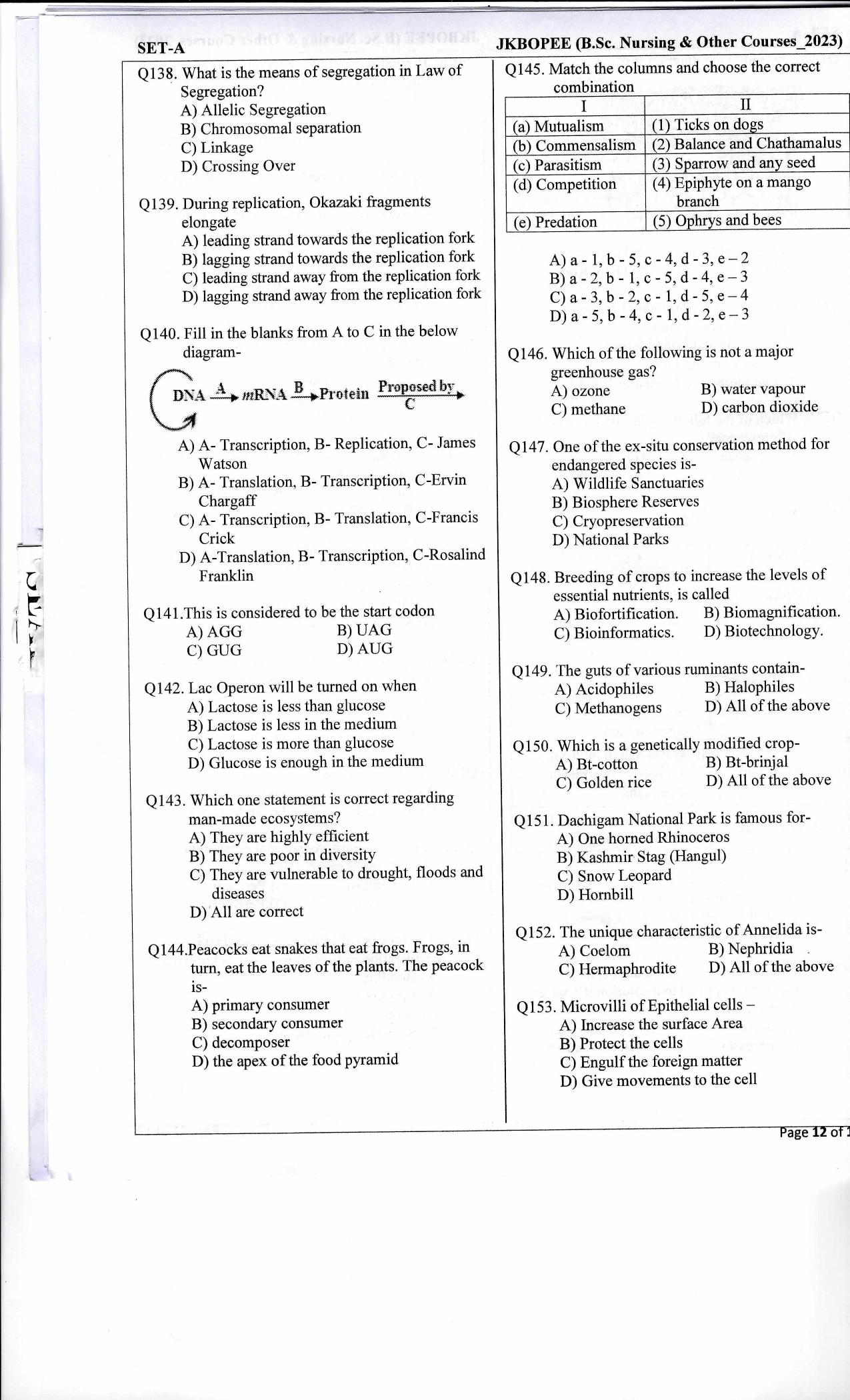 J&K Paramedical / ANM GNM 2023 Question Paper - Page 11