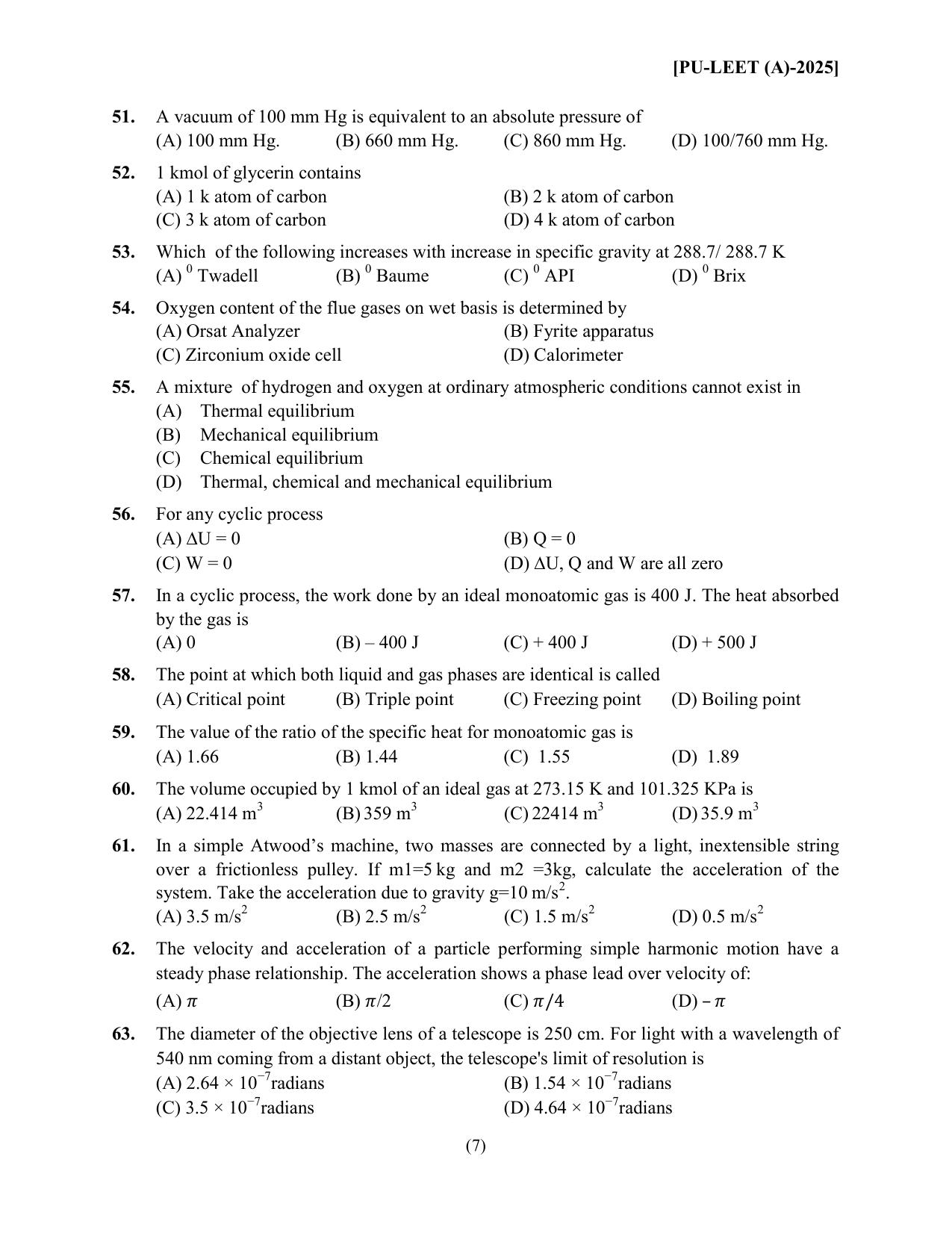 PULEET 2025 Question Paper - Page 7