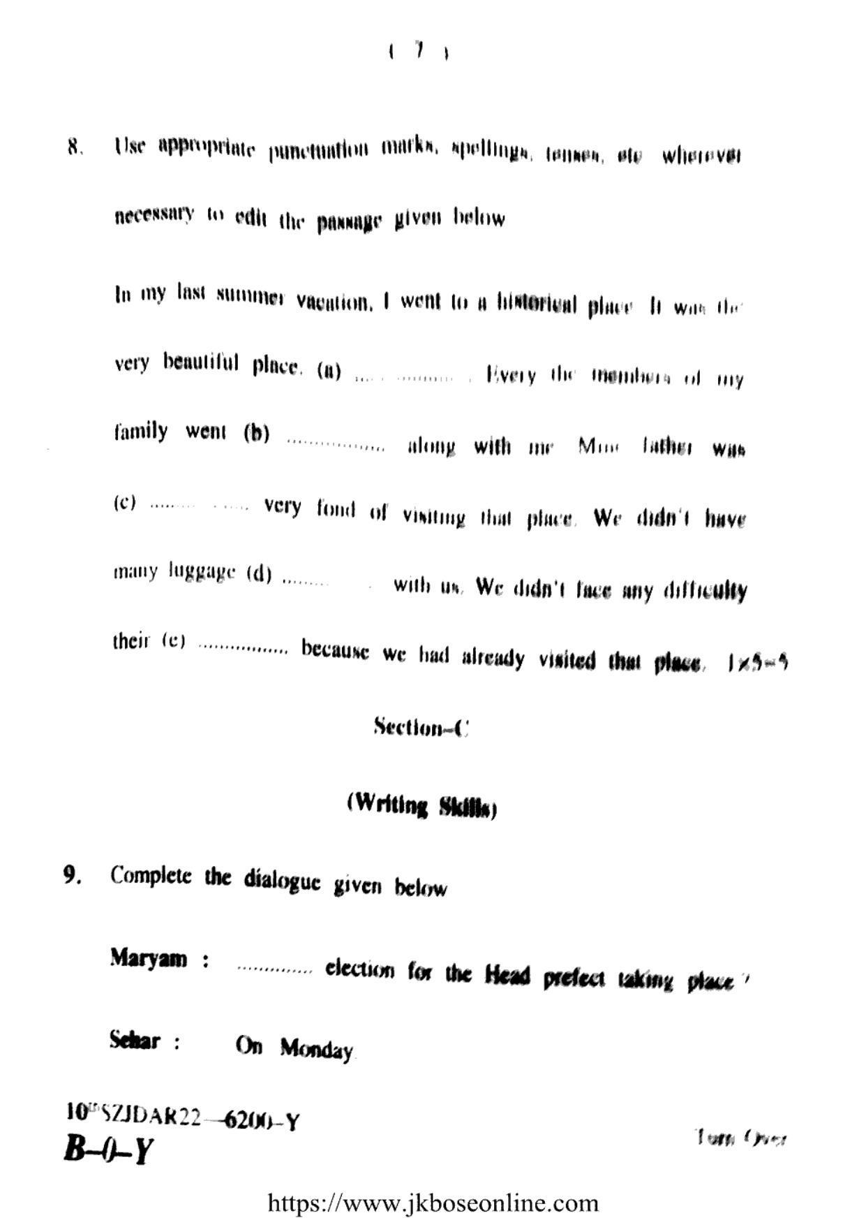 JKBOSE CLASS 10 English (6200-Y) 2022 - Page 6