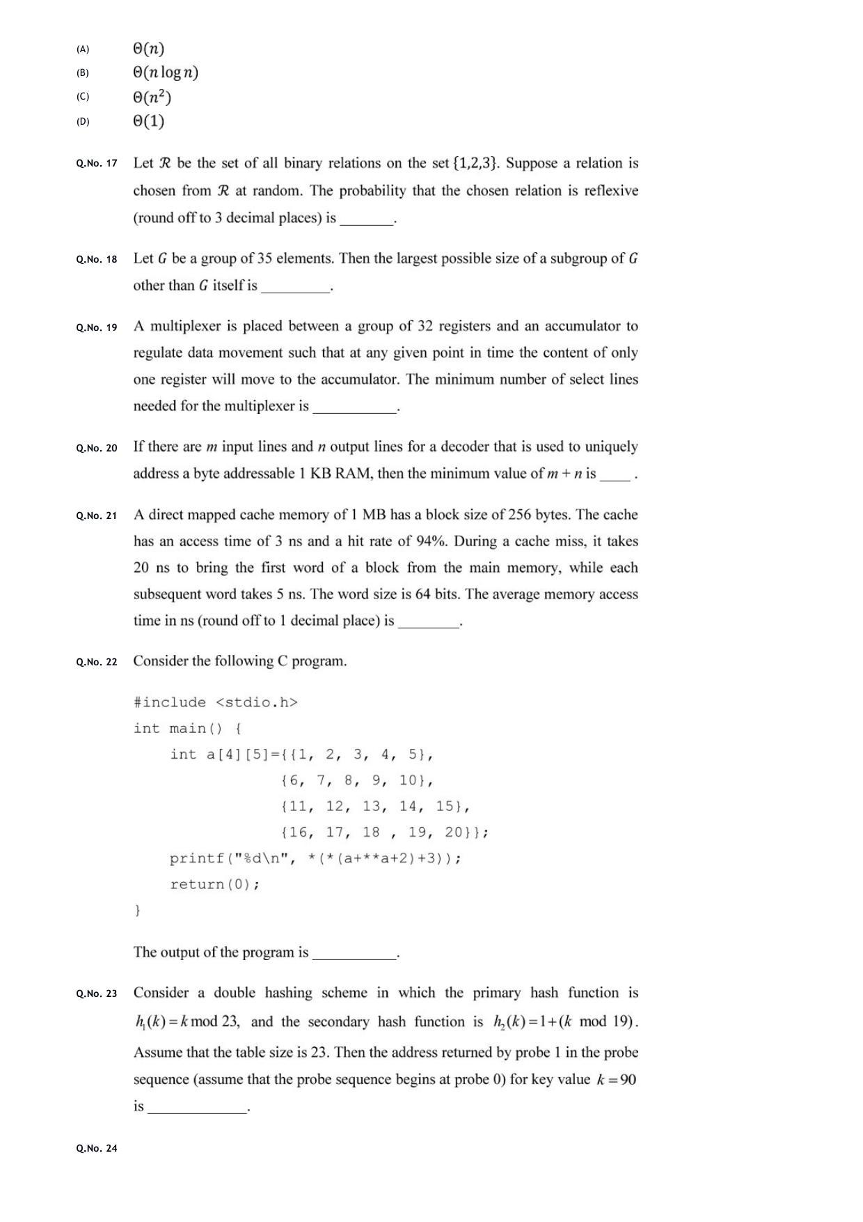 GATE 2020 Computer Science and Information Technology (CS) Question Paper - Page 8