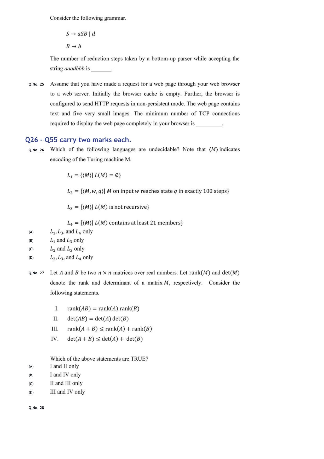 GATE 2020 Computer Science and Information Technology (CS) Question Paper - Page 9