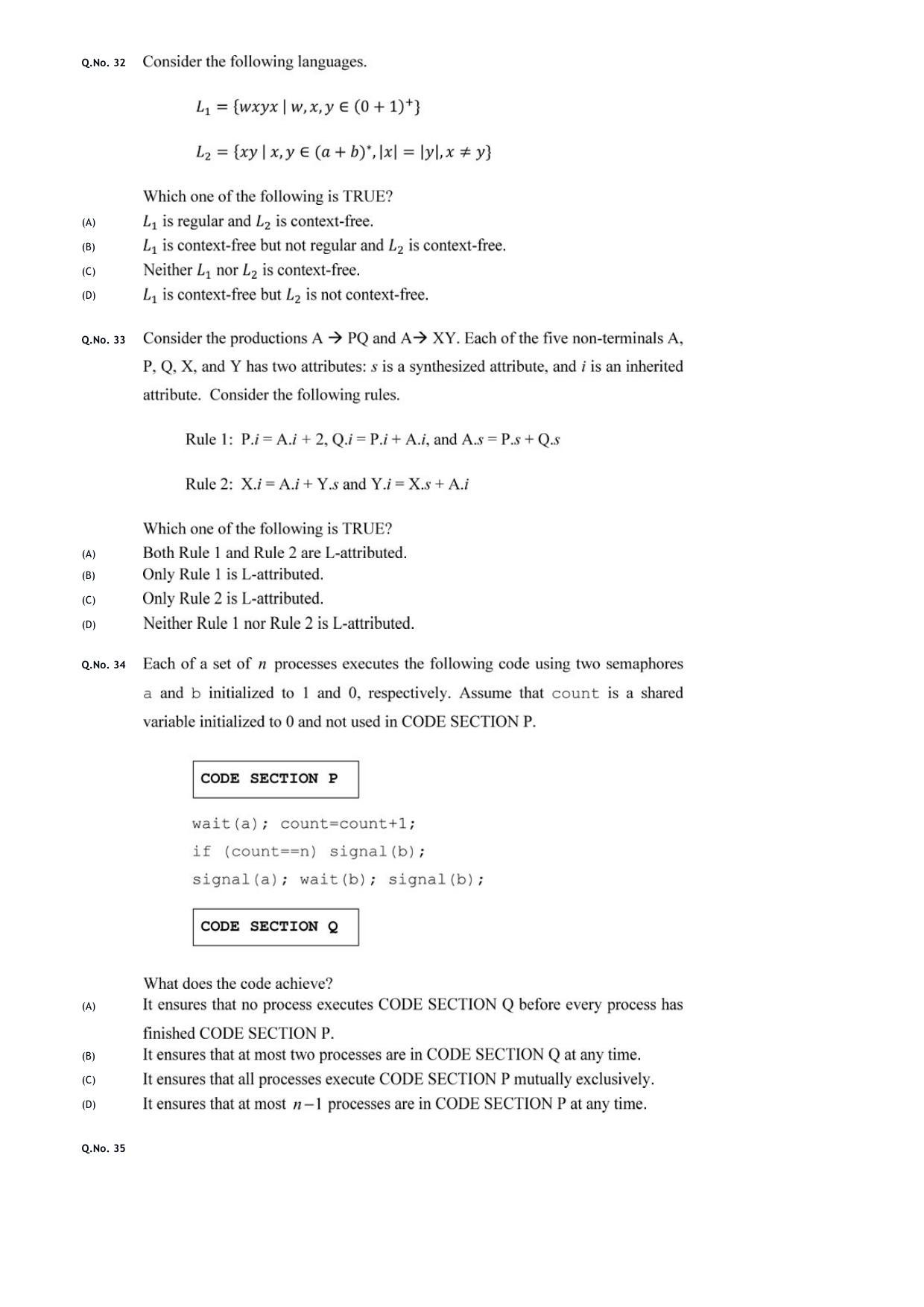 GATE 2020 Computer Science and Information Technology (CS) Question Paper - Page 11