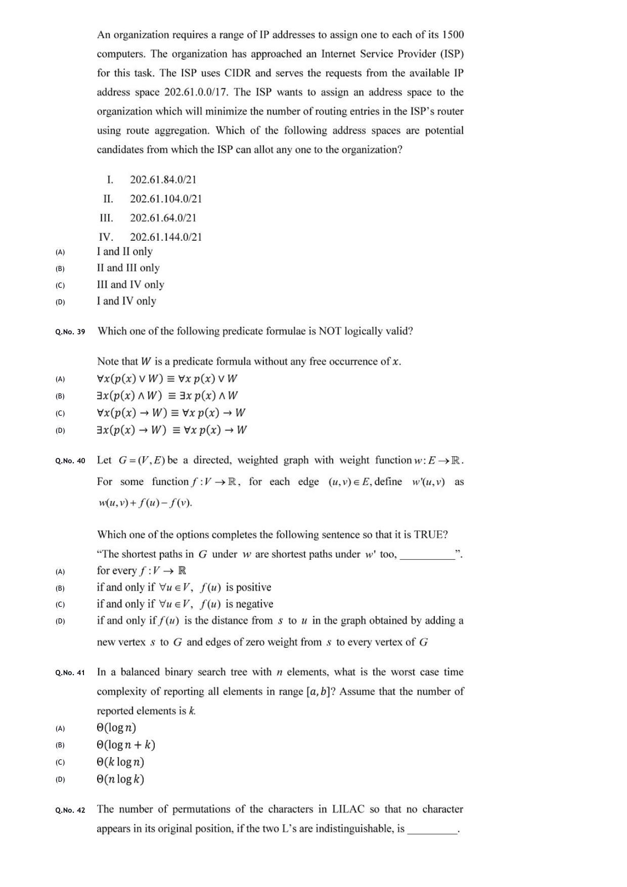 GATE 2020 Computer Science and Information Technology (CS) Question Paper - Page 13