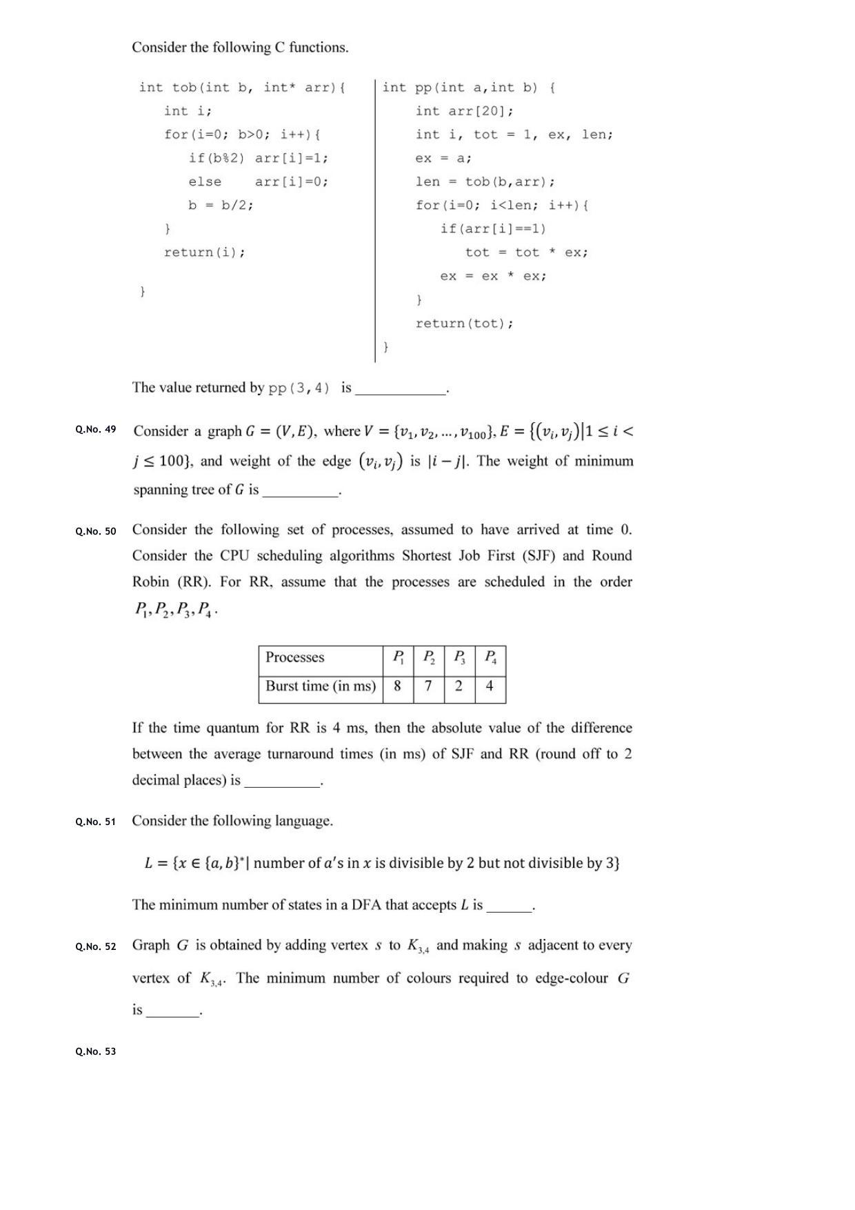 GATE 2020 Computer Science and Information Technology (CS) Question Paper - Page 15