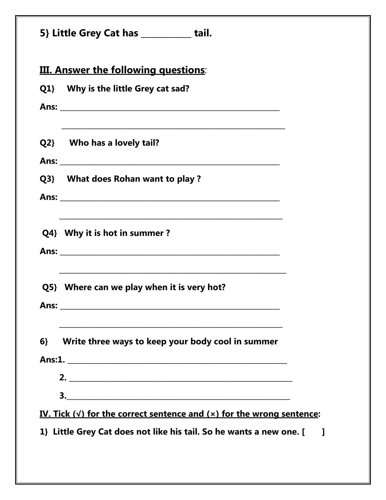 Worksheet for Class 1 English Assignment 71 - Page 2
