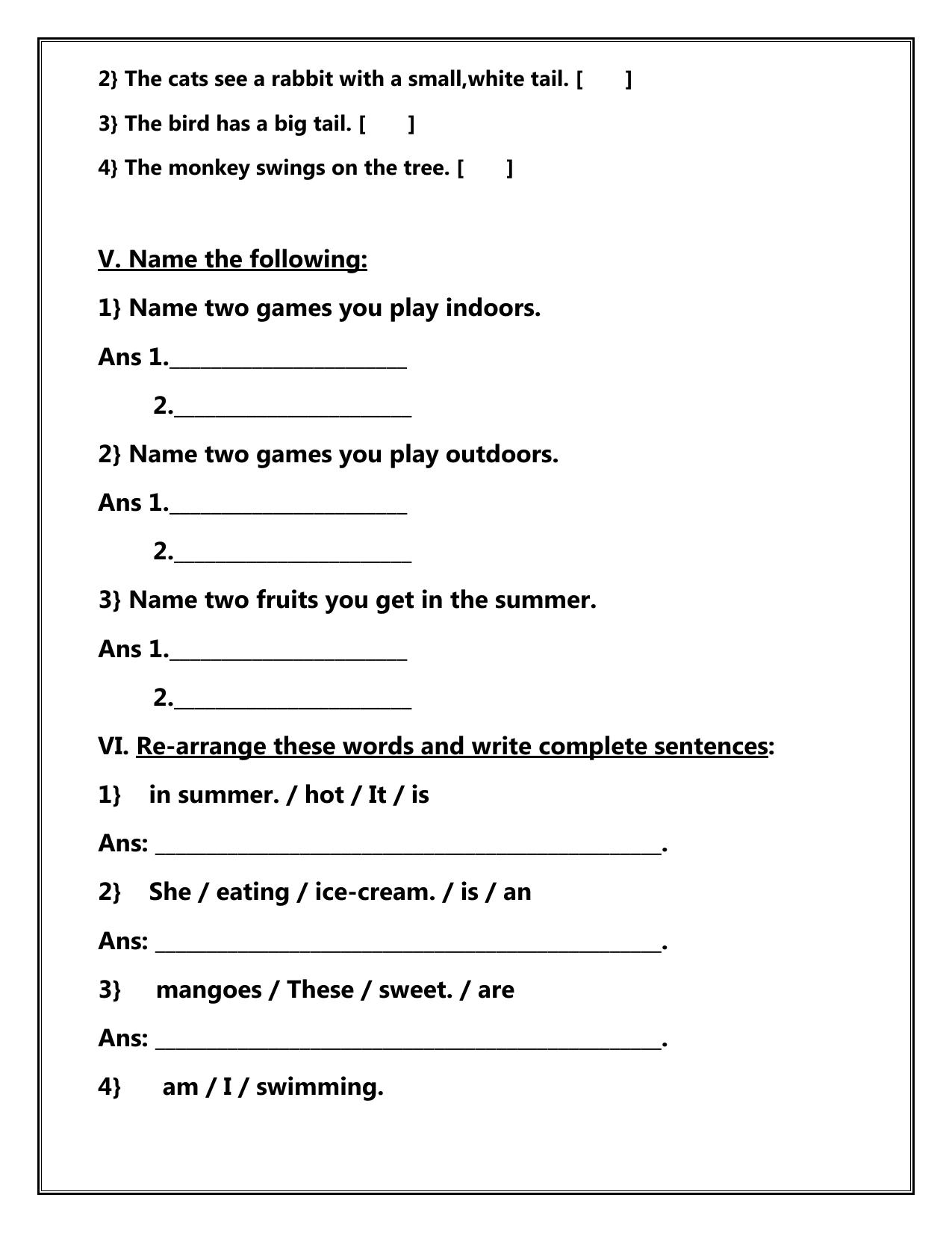 Worksheet for Class 1 English Assignment 71 - Page 3