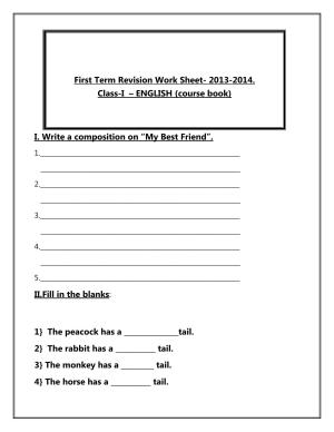 Worksheet for Class 1 English Assignment 71