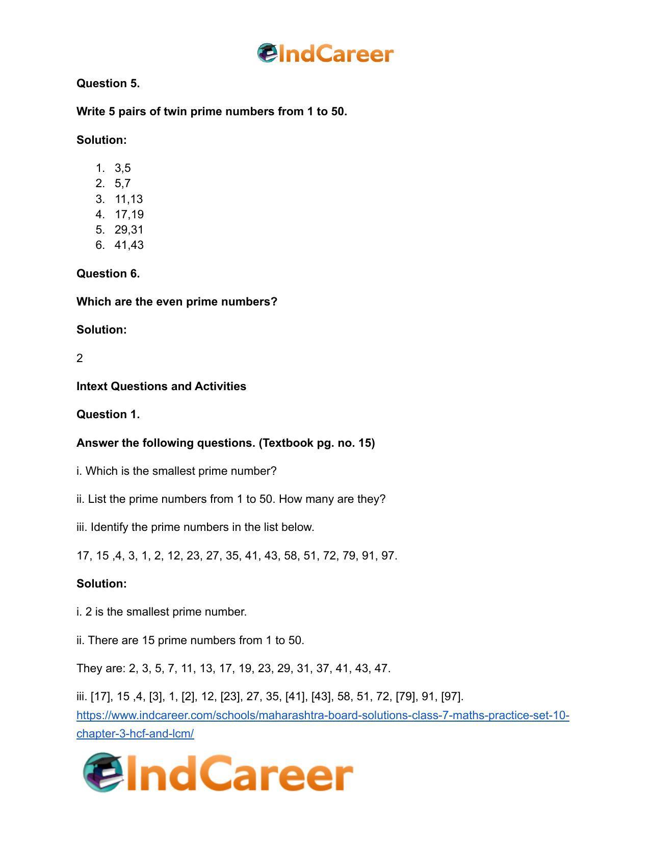 Maharashtra Board Solutions Class 7-Maths (Practice Set 10): Chapter 3- HCF and LCM - Page 4