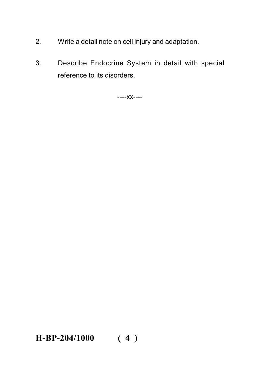Sarguja University Question Paper - 2022 : Bachelor Of Pharmacy Sem-II Patho-Physiology Paper 1 - Page 4