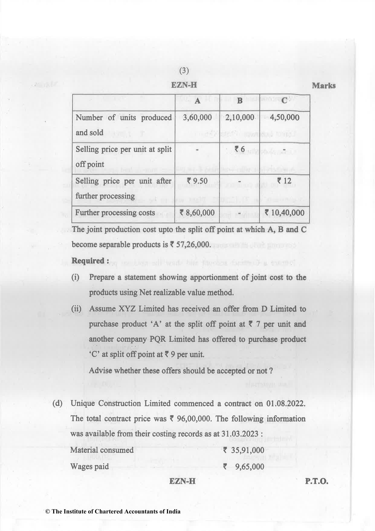 CA Inter Nov 2023 Question Paper - Paper 3 – Cost and Management Accounting - Page 3