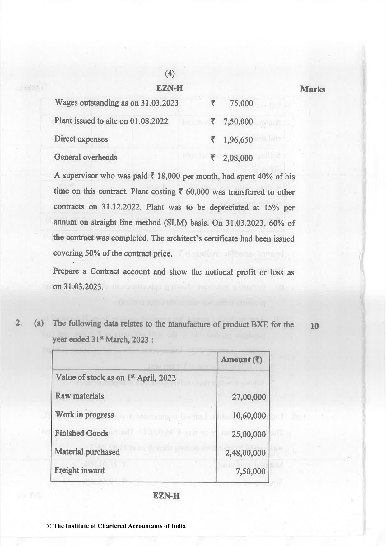 CA Inter Nov 2023 Question Paper - Paper 3 – Cost and Management Accounting - Page 4