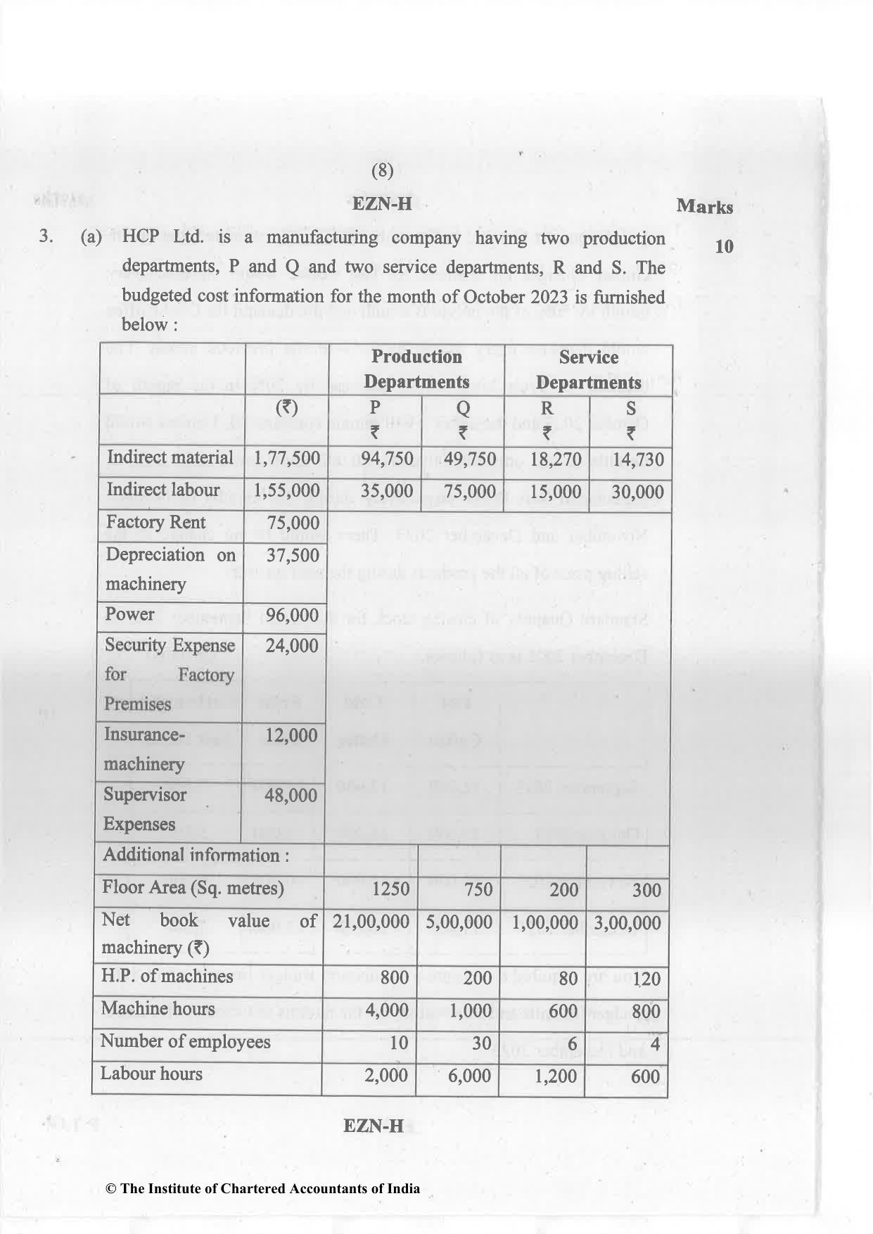 CA Inter Nov 2023 Question Paper - Paper 3 – Cost and Management Accounting - Page 8