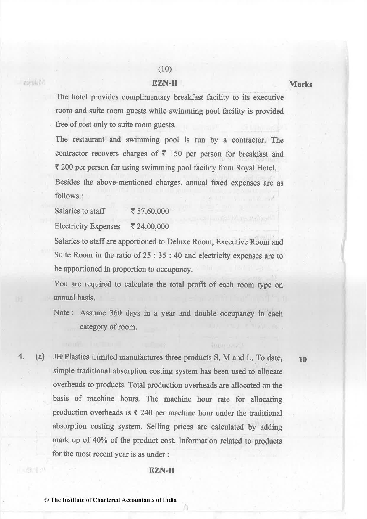 CA Inter Nov 2023 Question Paper - Paper 3 – Cost and Management Accounting - Page 10