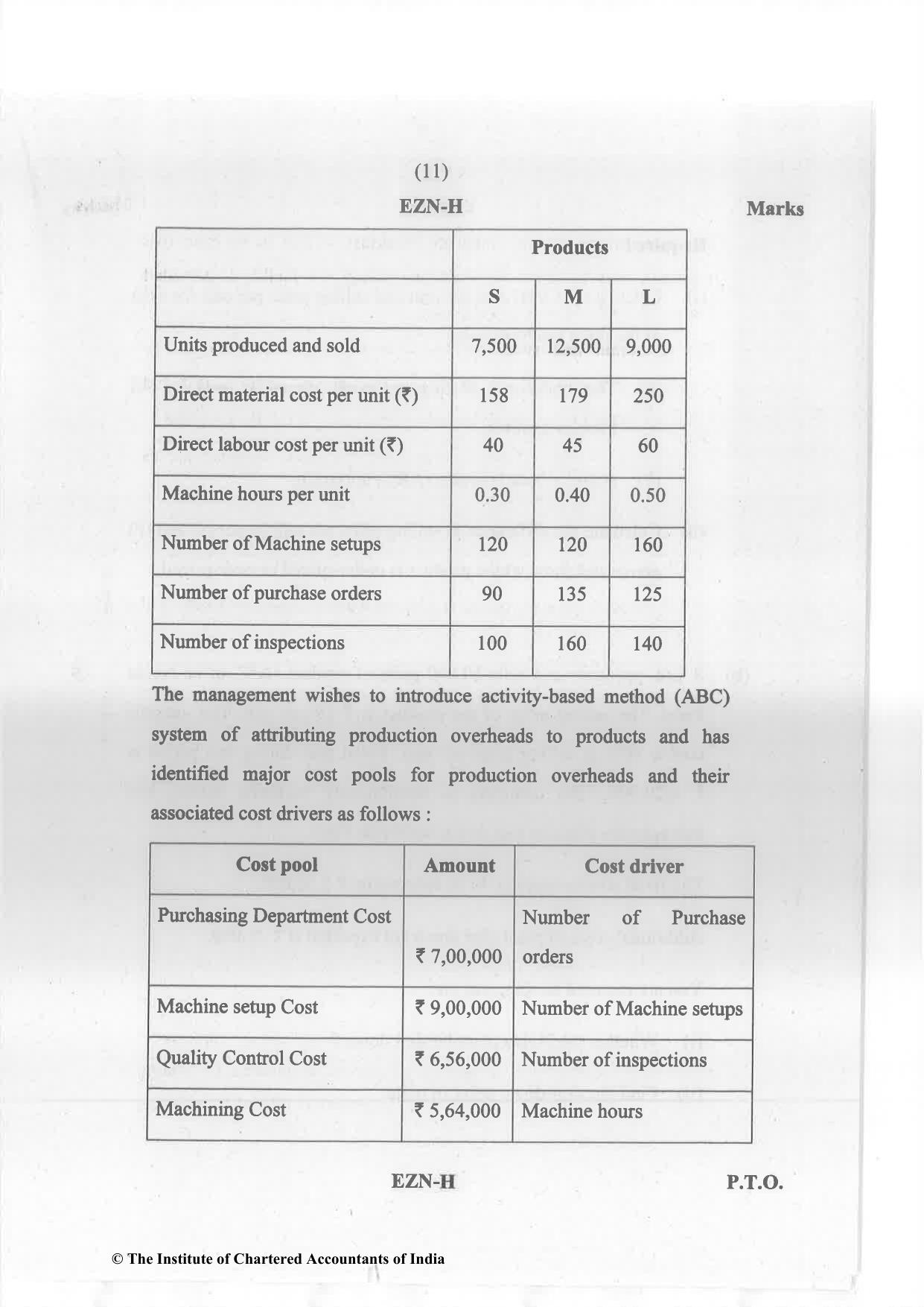 CA Inter Nov 2023 Question Paper - Paper 3 – Cost and Management Accounting - Page 11