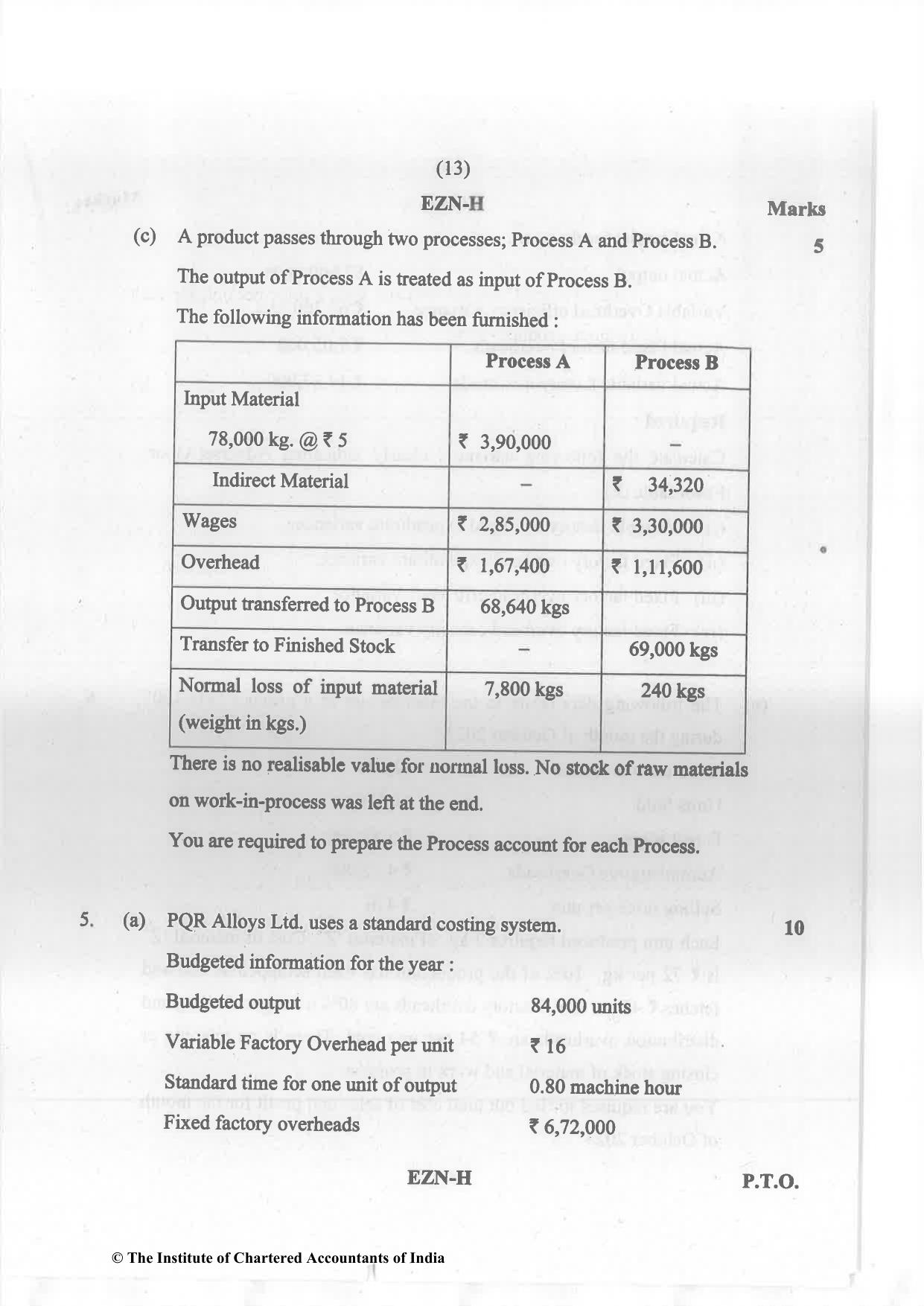 CA Inter Nov 2023 Question Paper - Paper 3 – Cost and Management Accounting - Page 13
