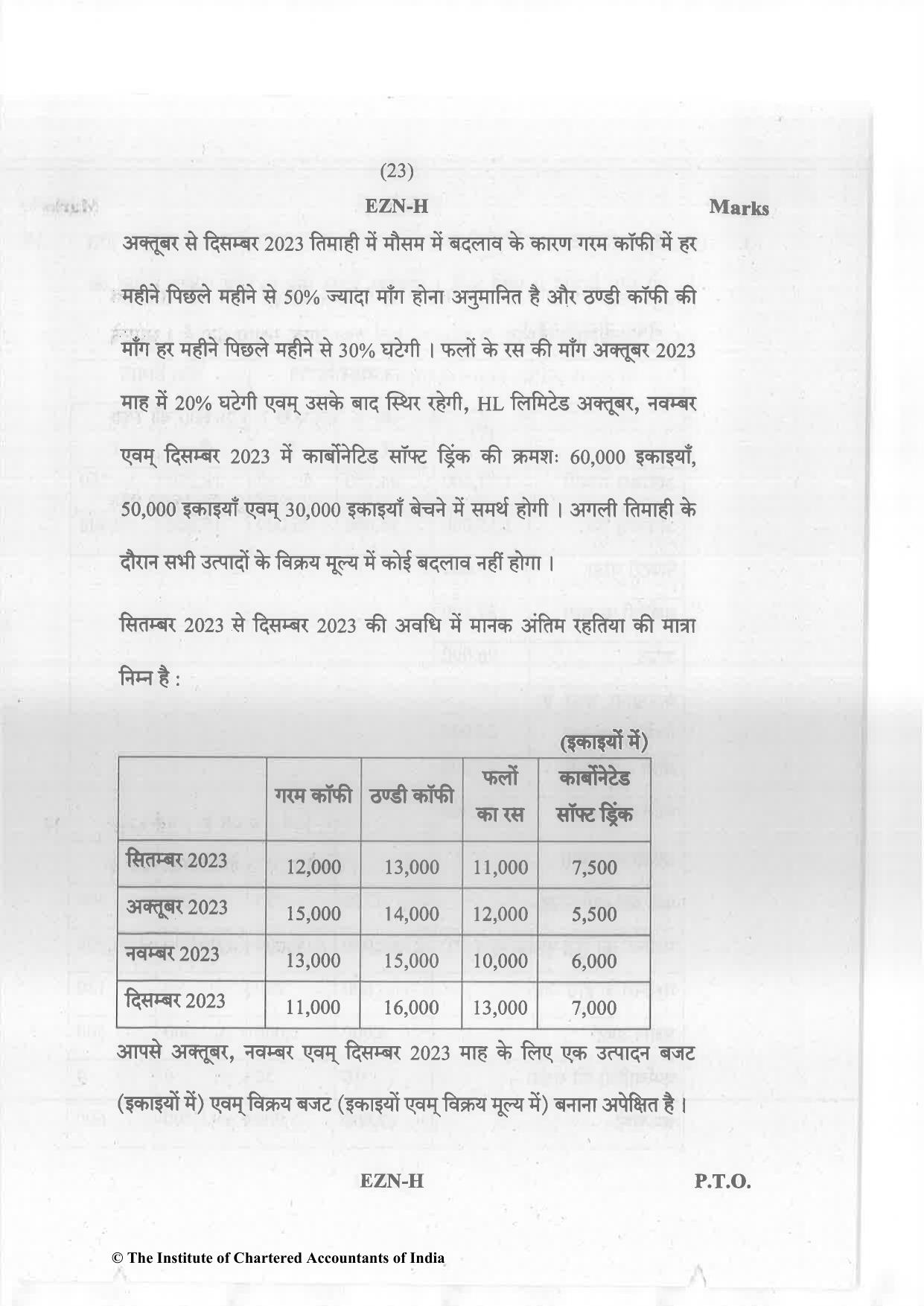 CA Inter Nov 2023 Question Paper - Paper 3 – Cost and Management Accounting - Page 23