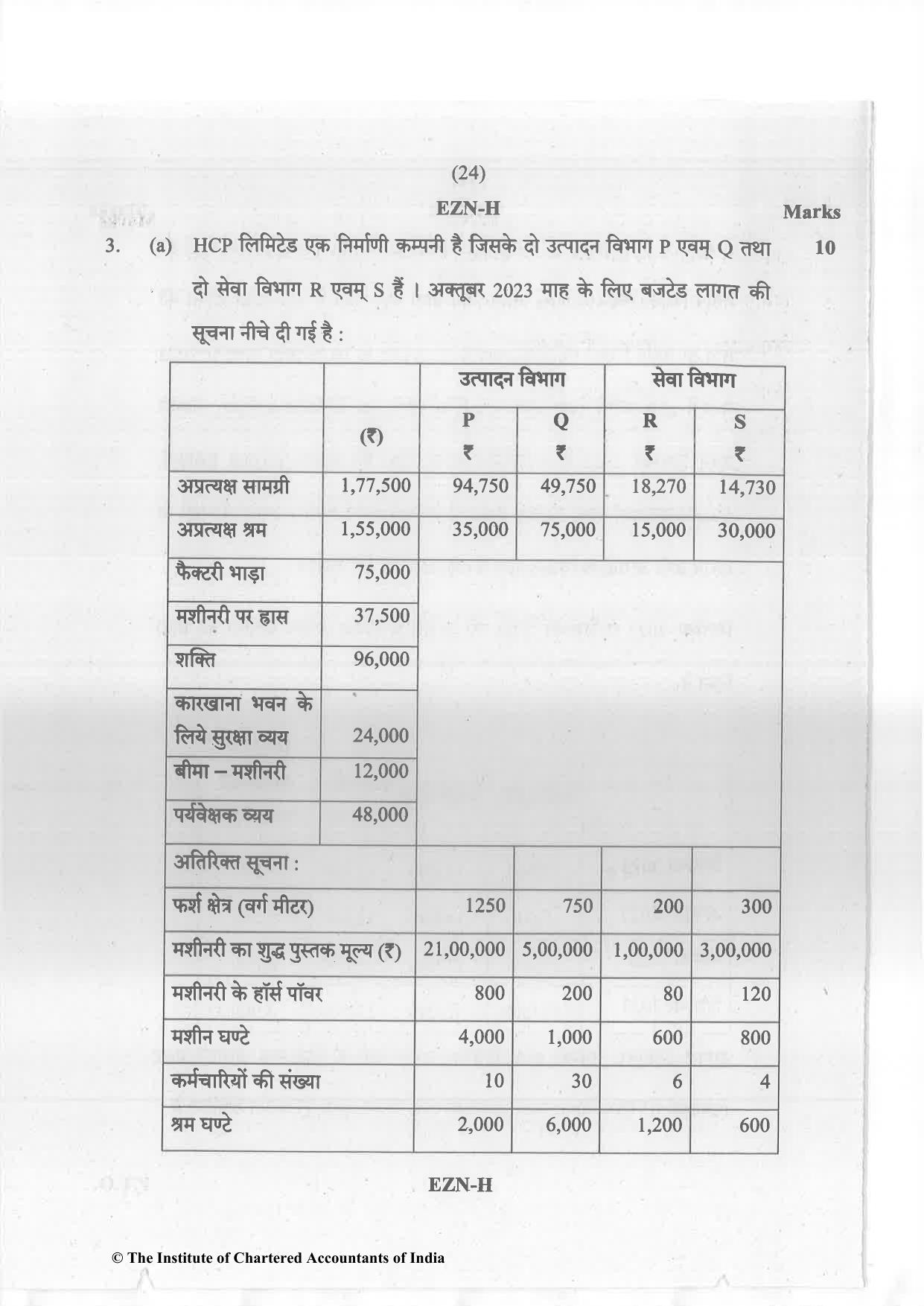 CA Inter Nov 2023 Question Paper - Paper 3 – Cost and Management Accounting - Page 24