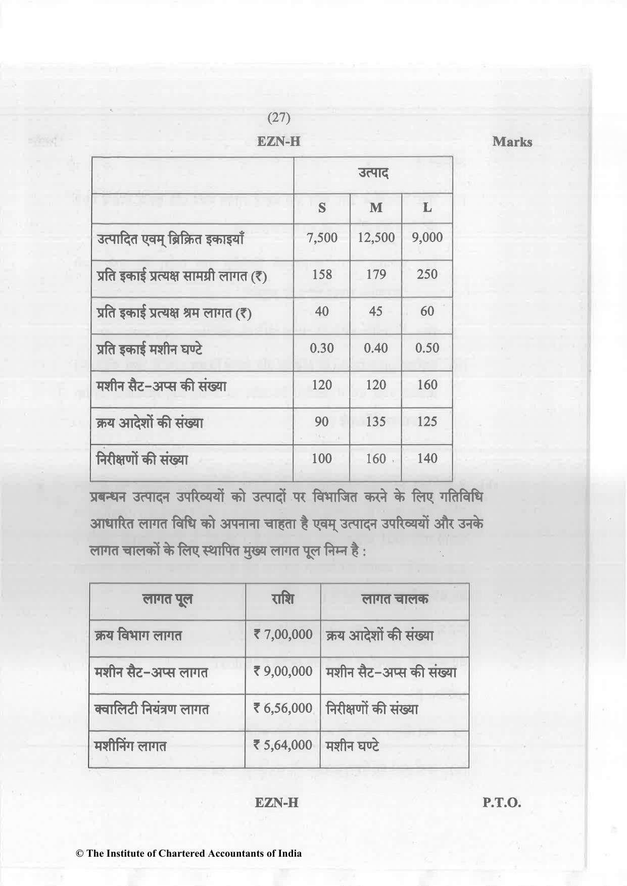 CA Inter Nov 2023 Question Paper - Paper 3 – Cost and Management Accounting - Page 27