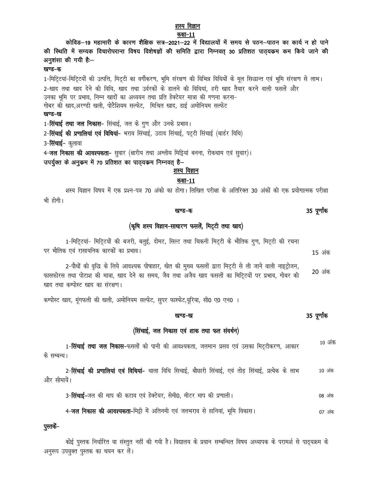 UP Board 11th Syllabus Optional Agronomy - Page 1