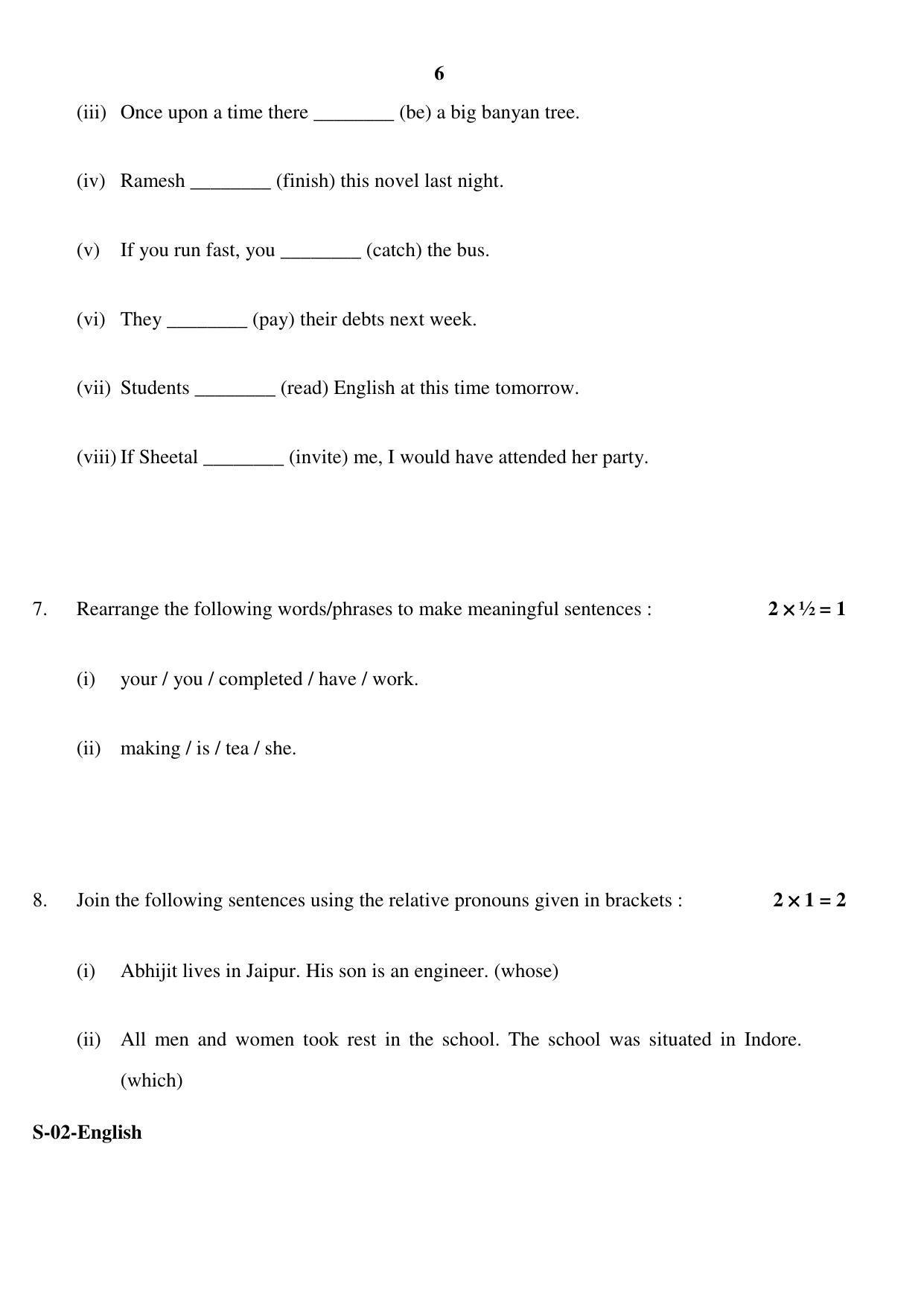 RBSE Class 10 English 2017 Question Paper - Page 6