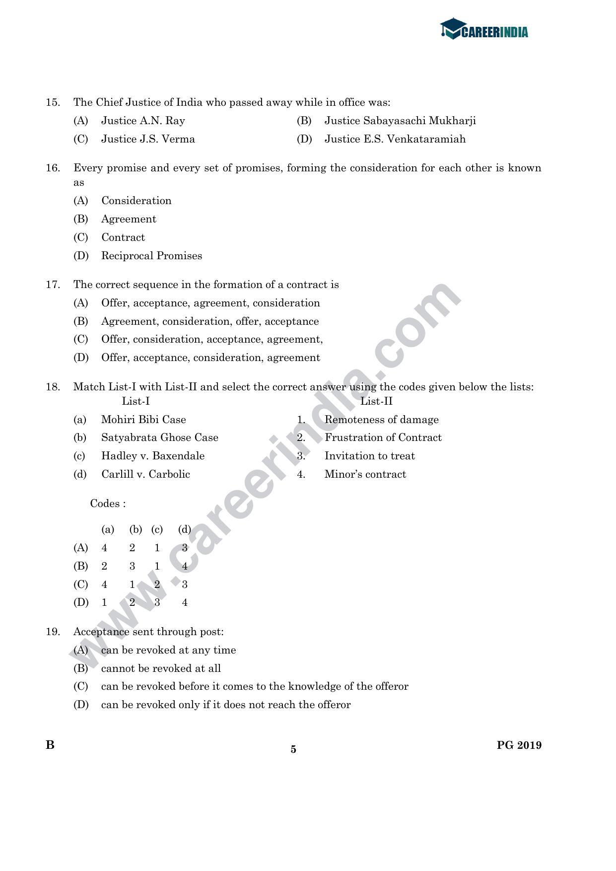 CLAT 2019 PG B-Series Question Papers (C.L.A.) - Page 4