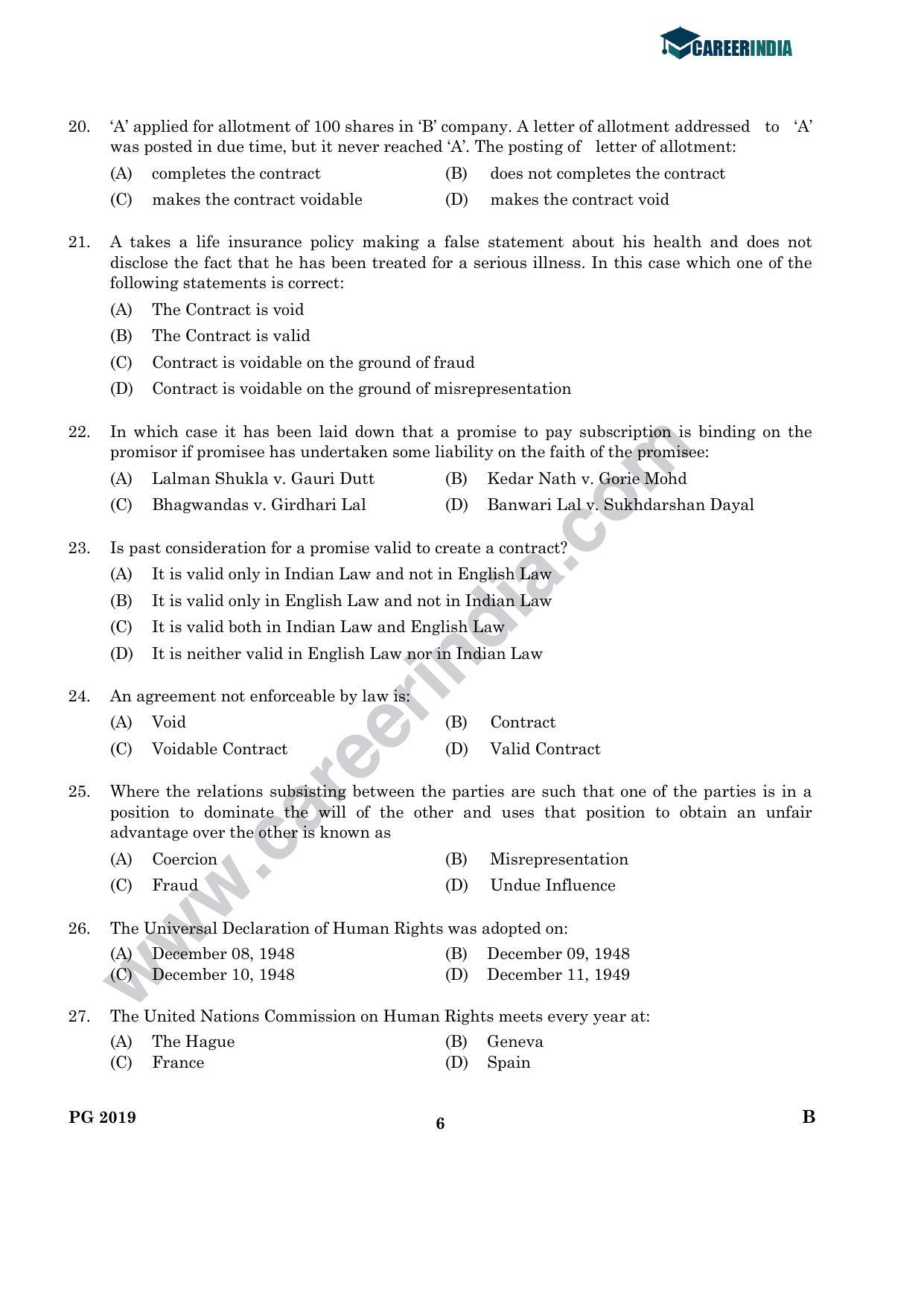 CLAT 2019 PG B-Series Question Papers (C.L.A.) - Page 5