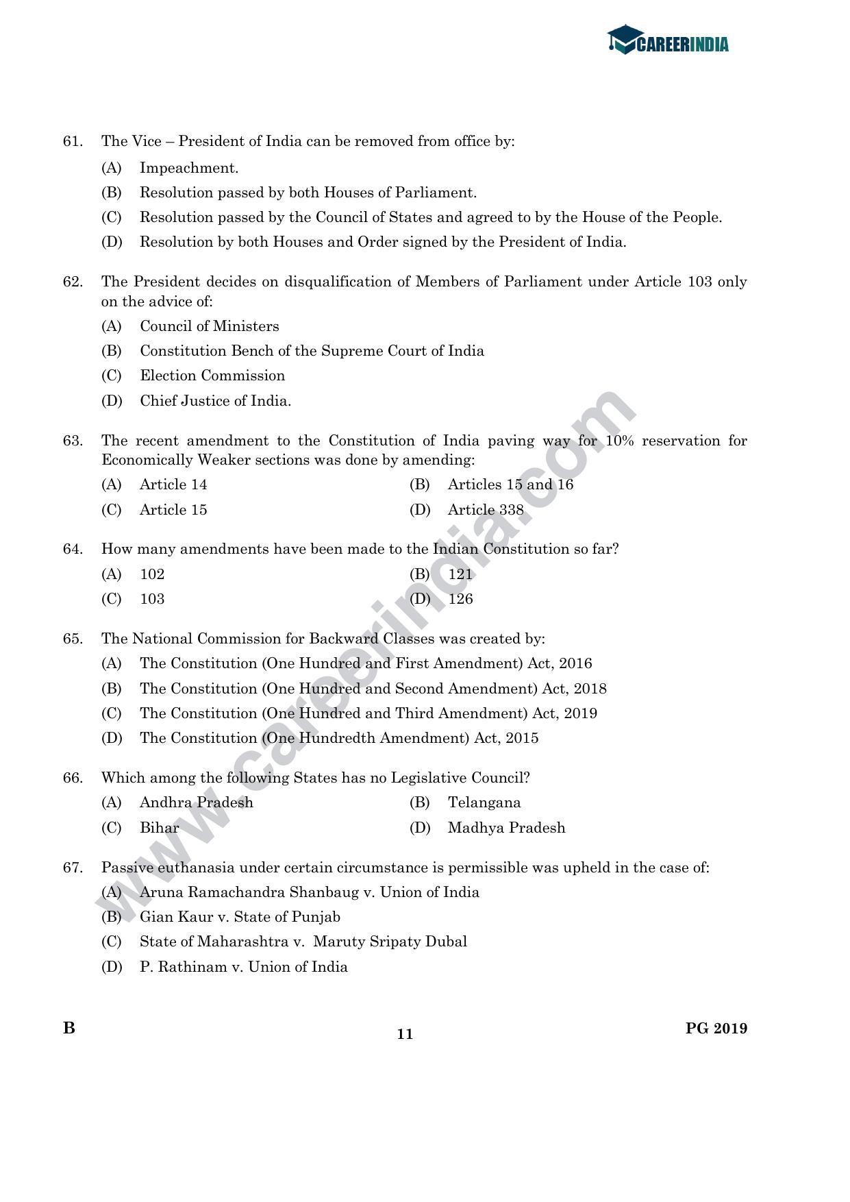 CLAT 2019 PG B-Series Question Papers (C.L.A.) - Page 10