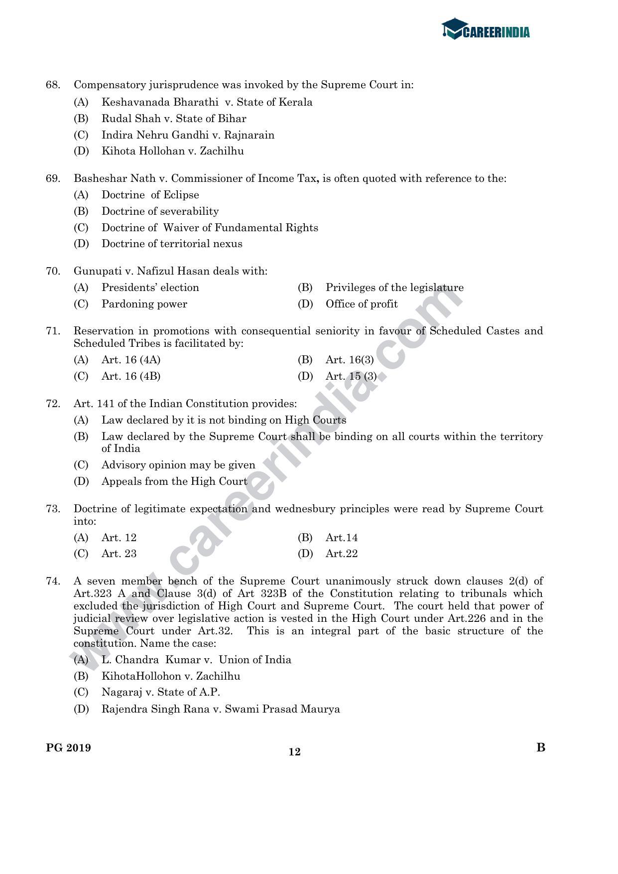 CLAT 2019 PG B-Series Question Papers (C.L.A.) - Page 11